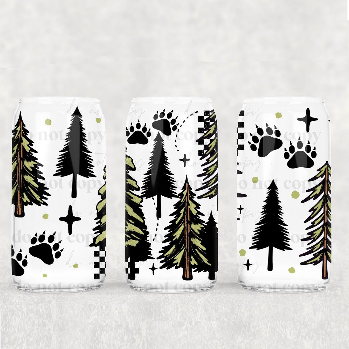 Pawprint Trees 16oz Glass Wrap