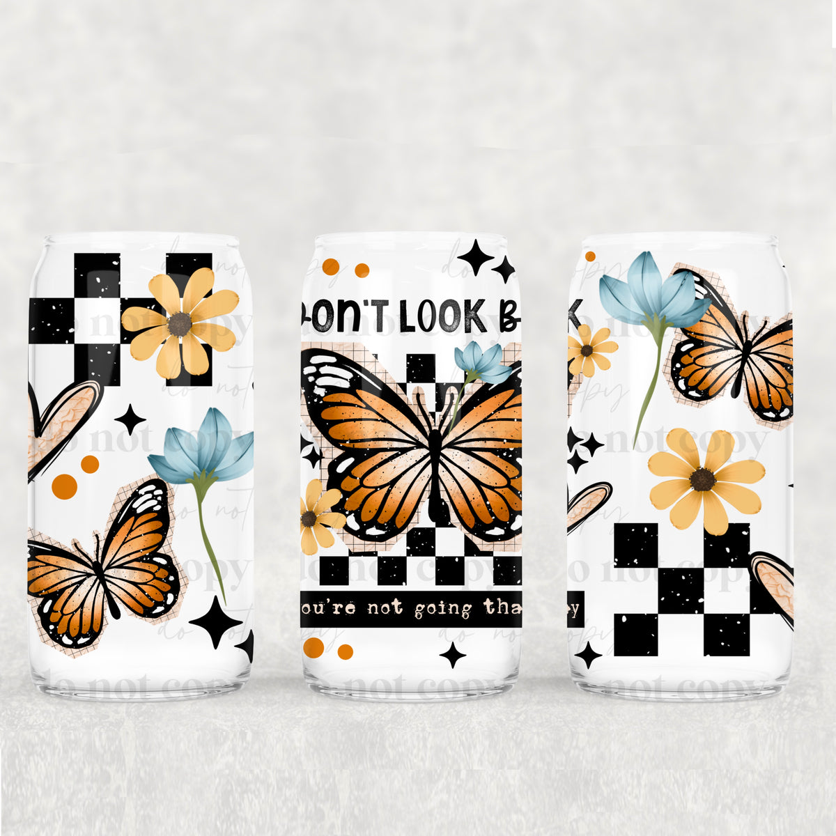 Don't Look Back Butterfly 16oz Glass Wrap