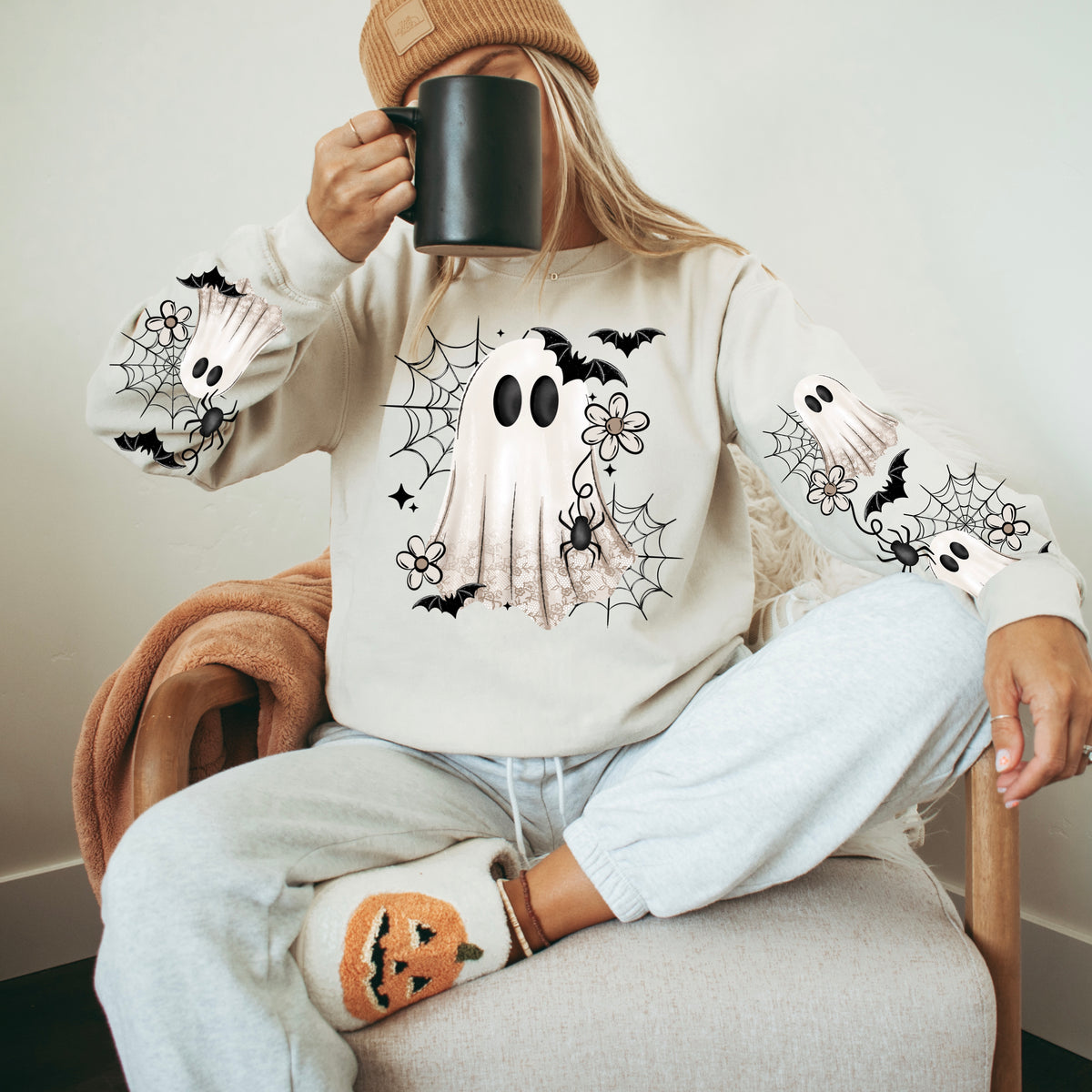 Floral Ghost w/ Sleeves PNG