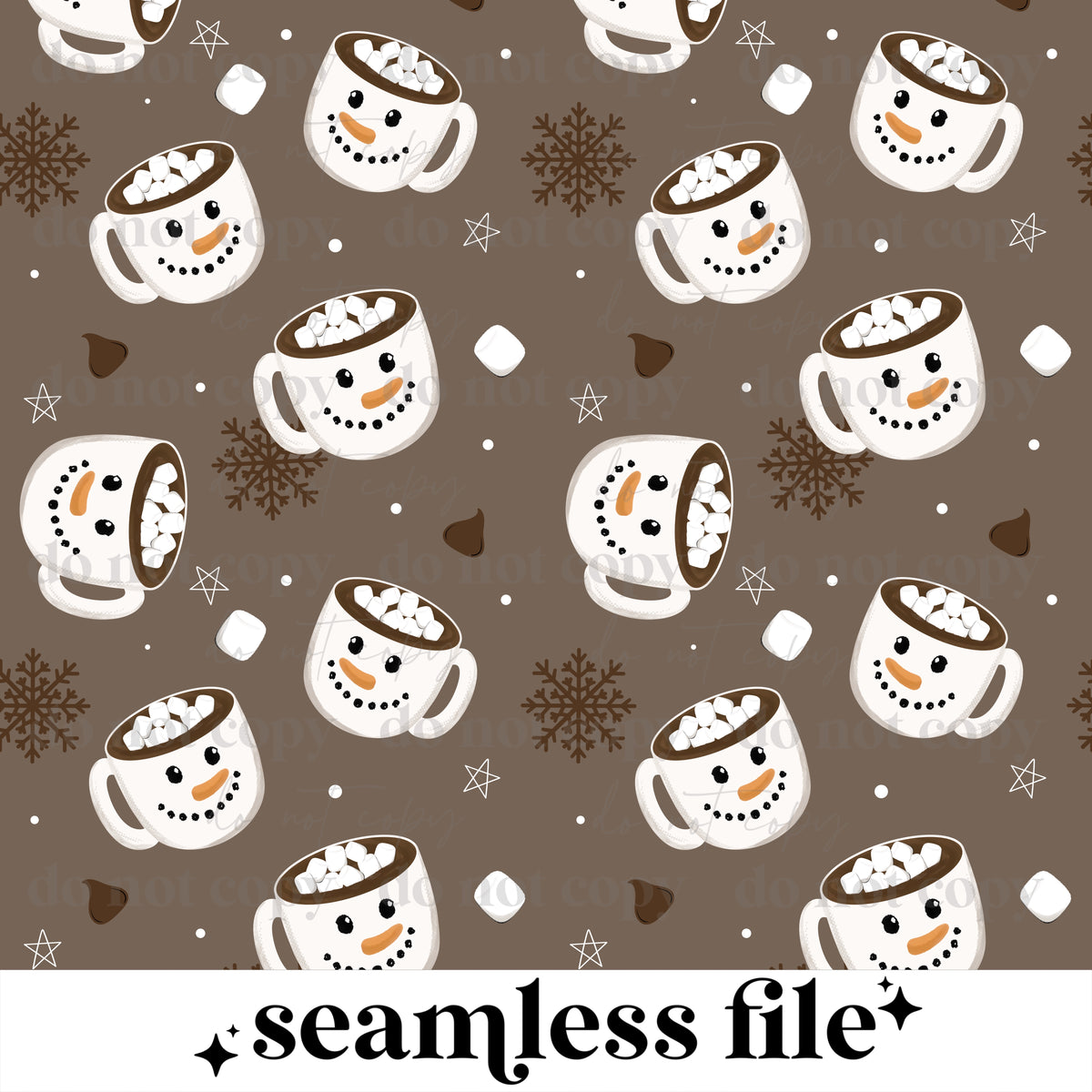 Hot Cocoa & Cozy Vibes Brown Seamless