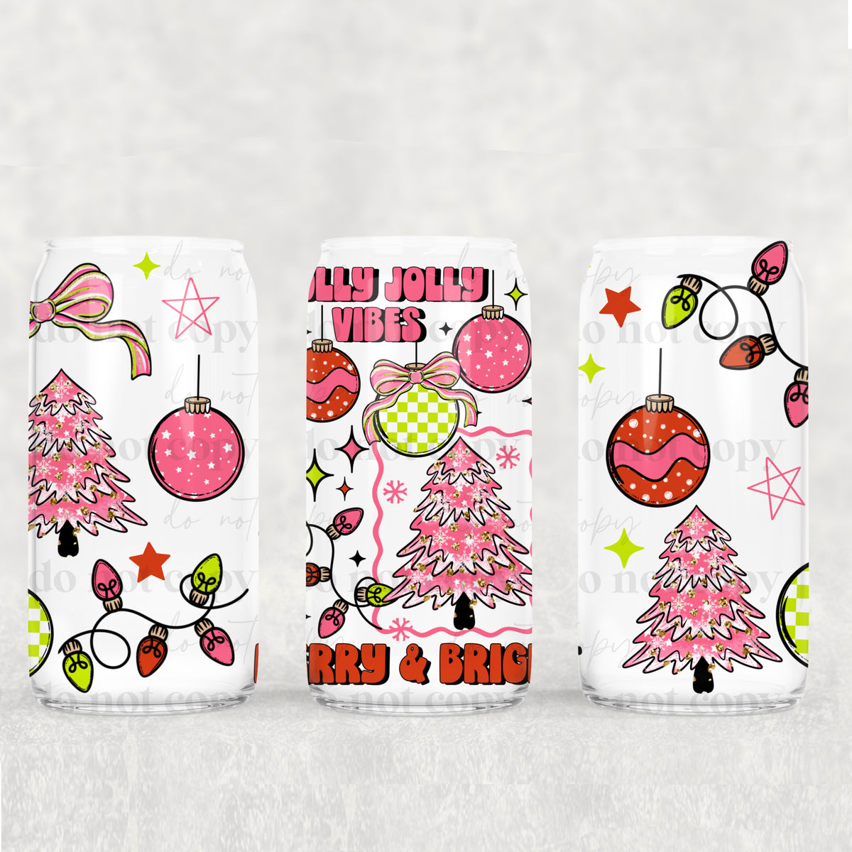 Holly Jolly Vibes 16oz Glass Wrap