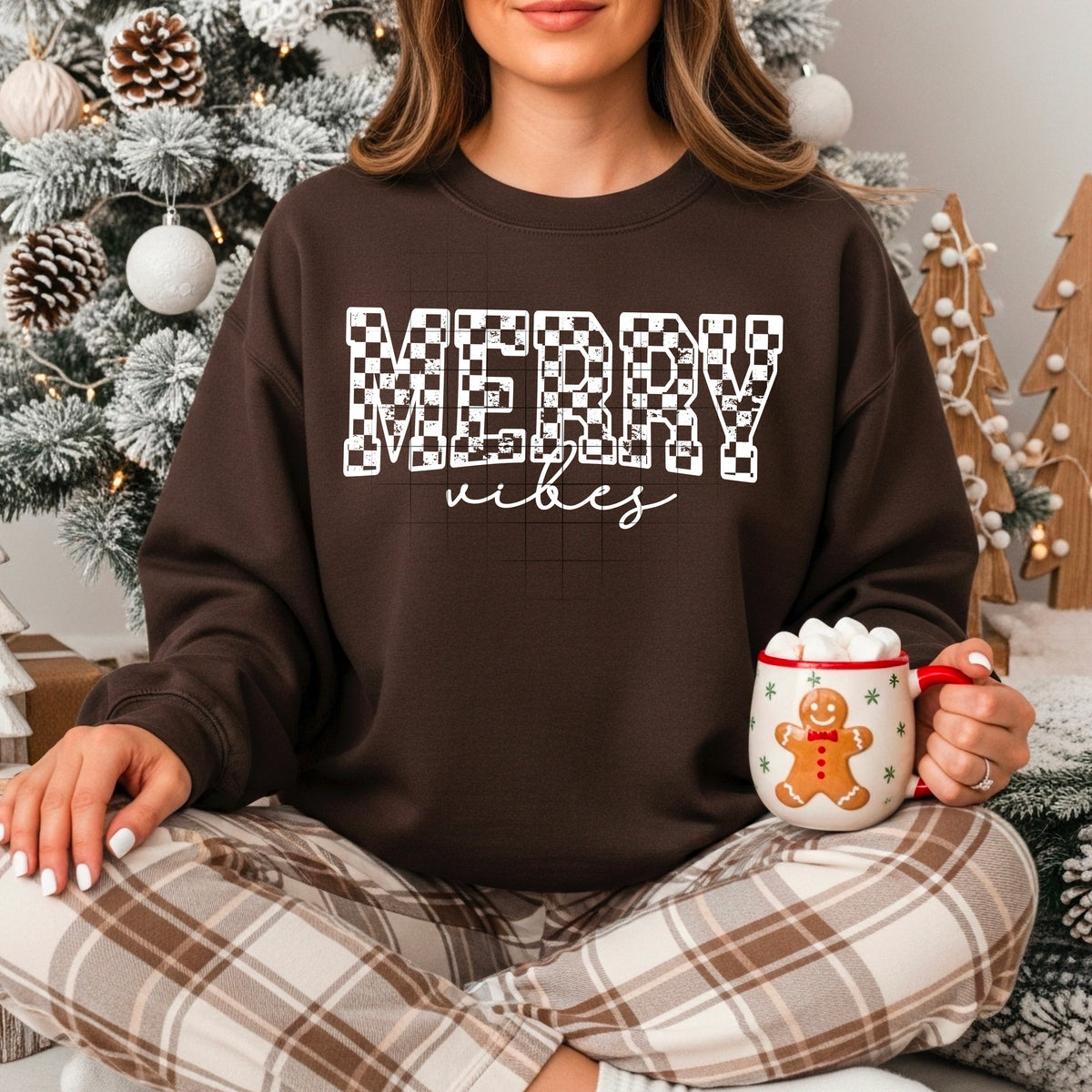 Merry Vibes Checker Single Color PNG