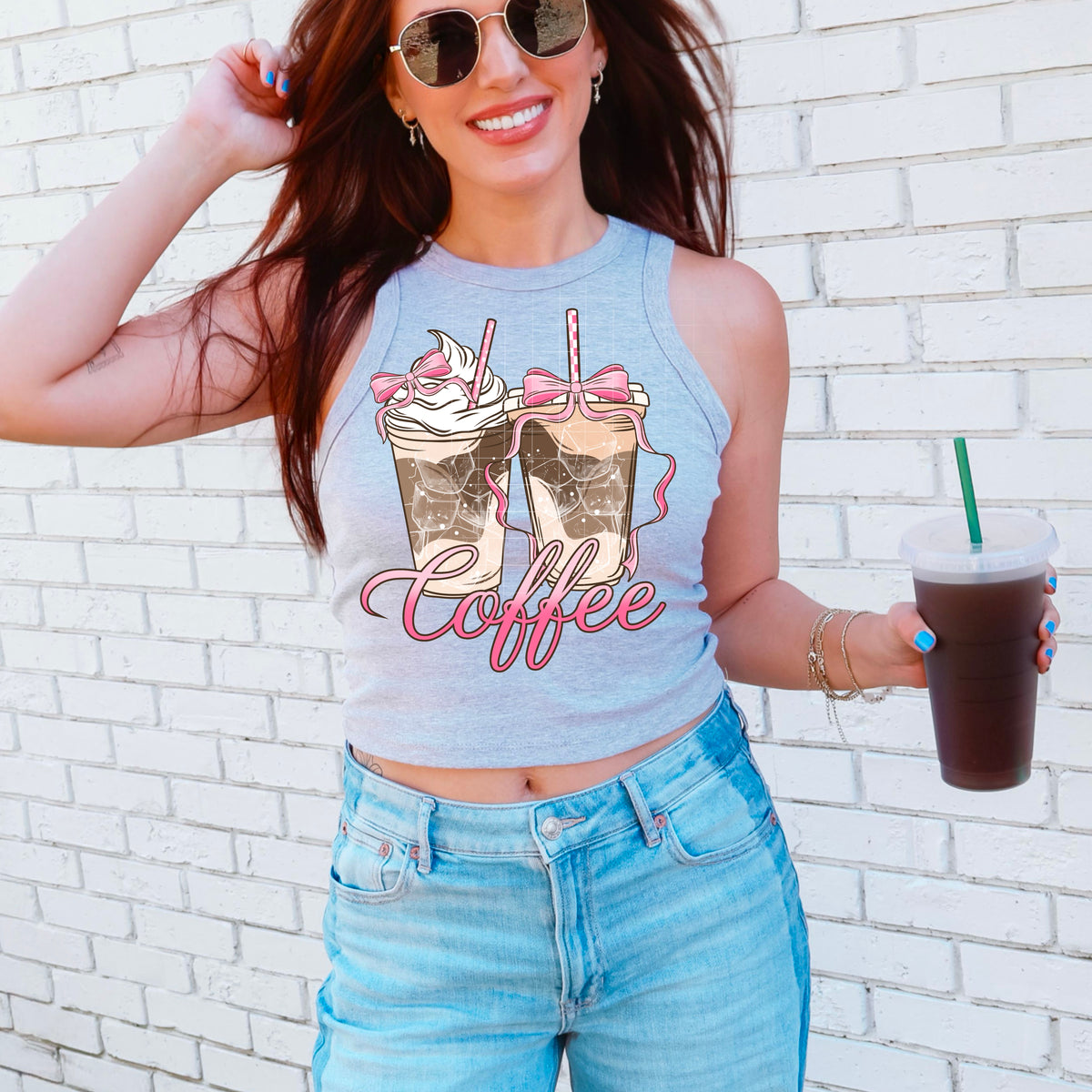 Pink Iced Coffee Bow PNG