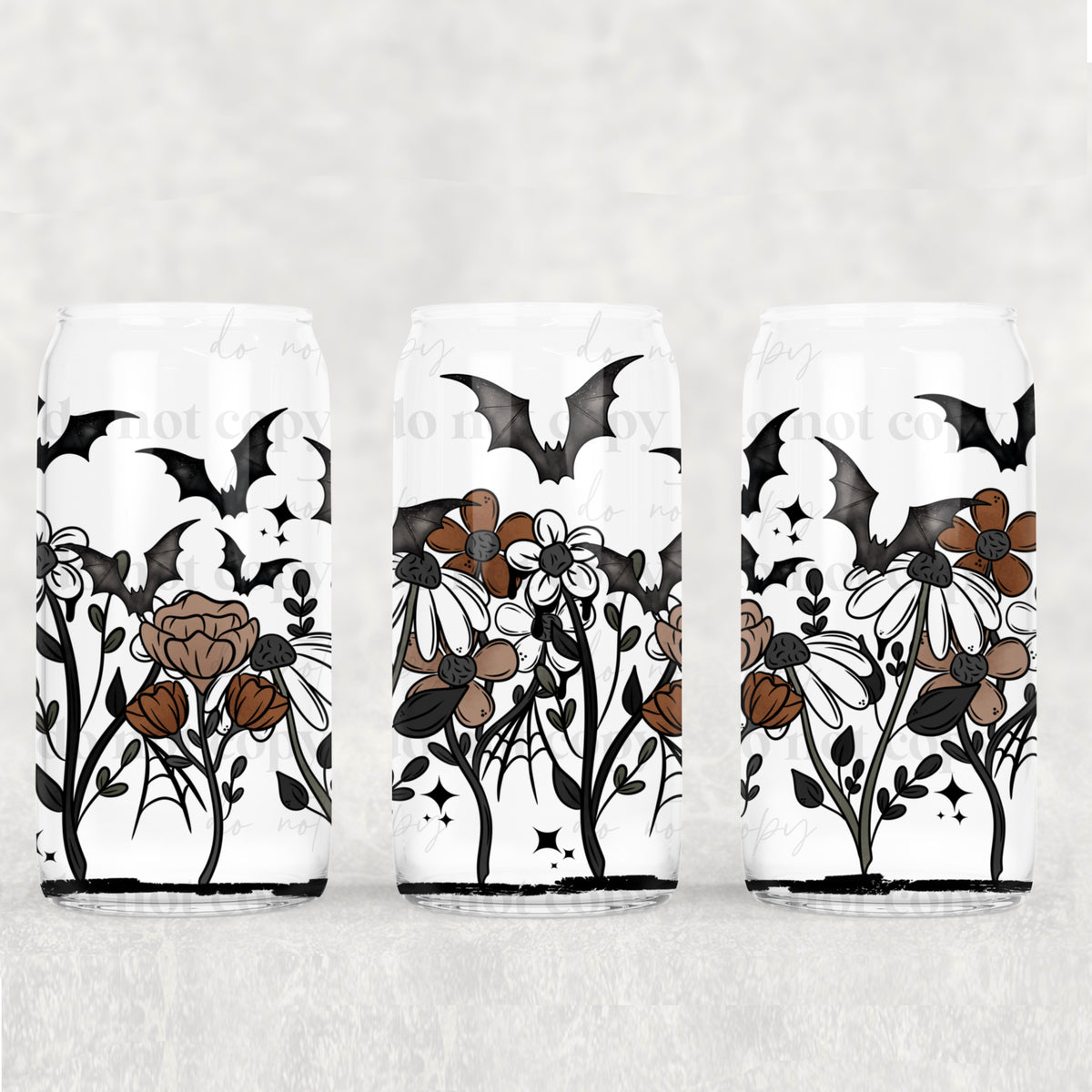 Fall Halloween Florals 16oz Glass Wrap