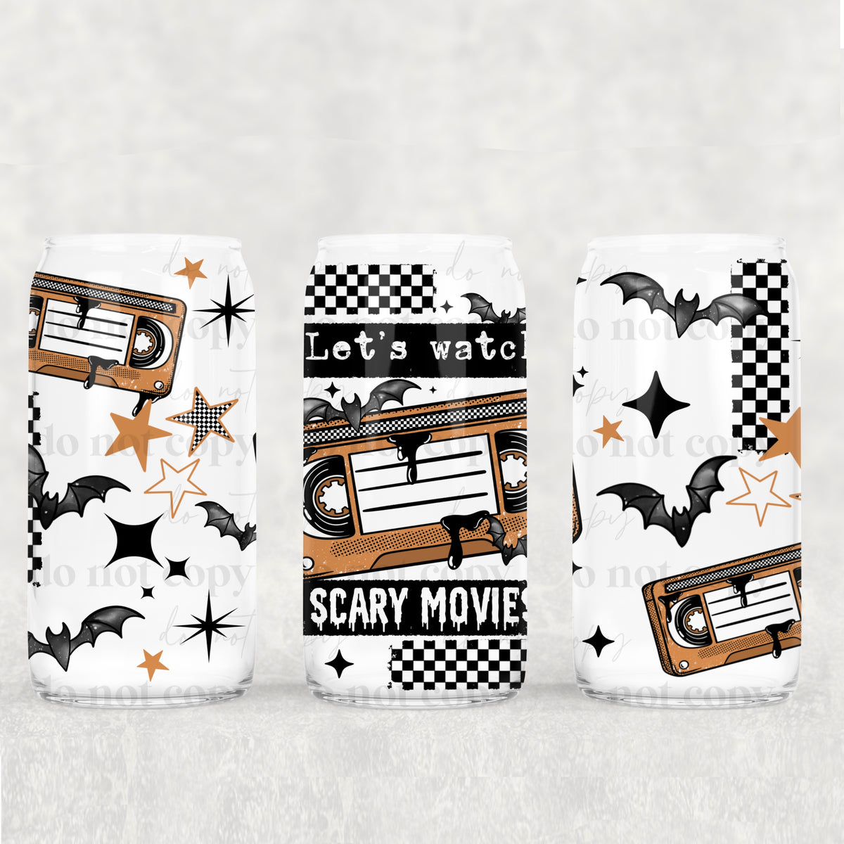 Let's Watch Scary Movies 16oz Glass Wrap