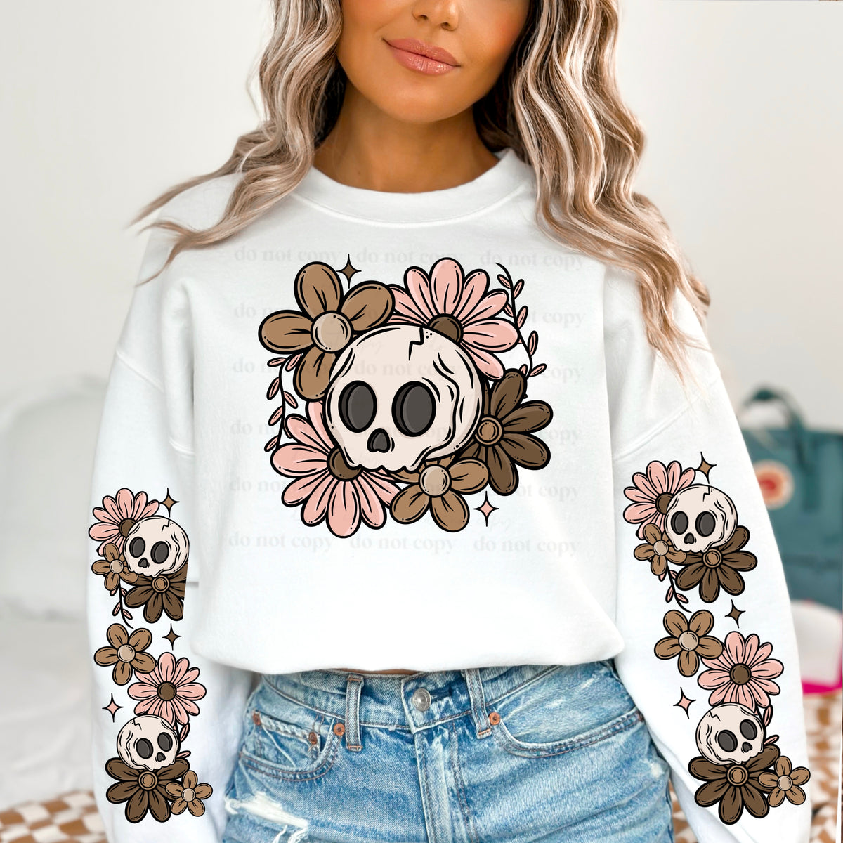 Floral Skull w/ Sleeves PNG