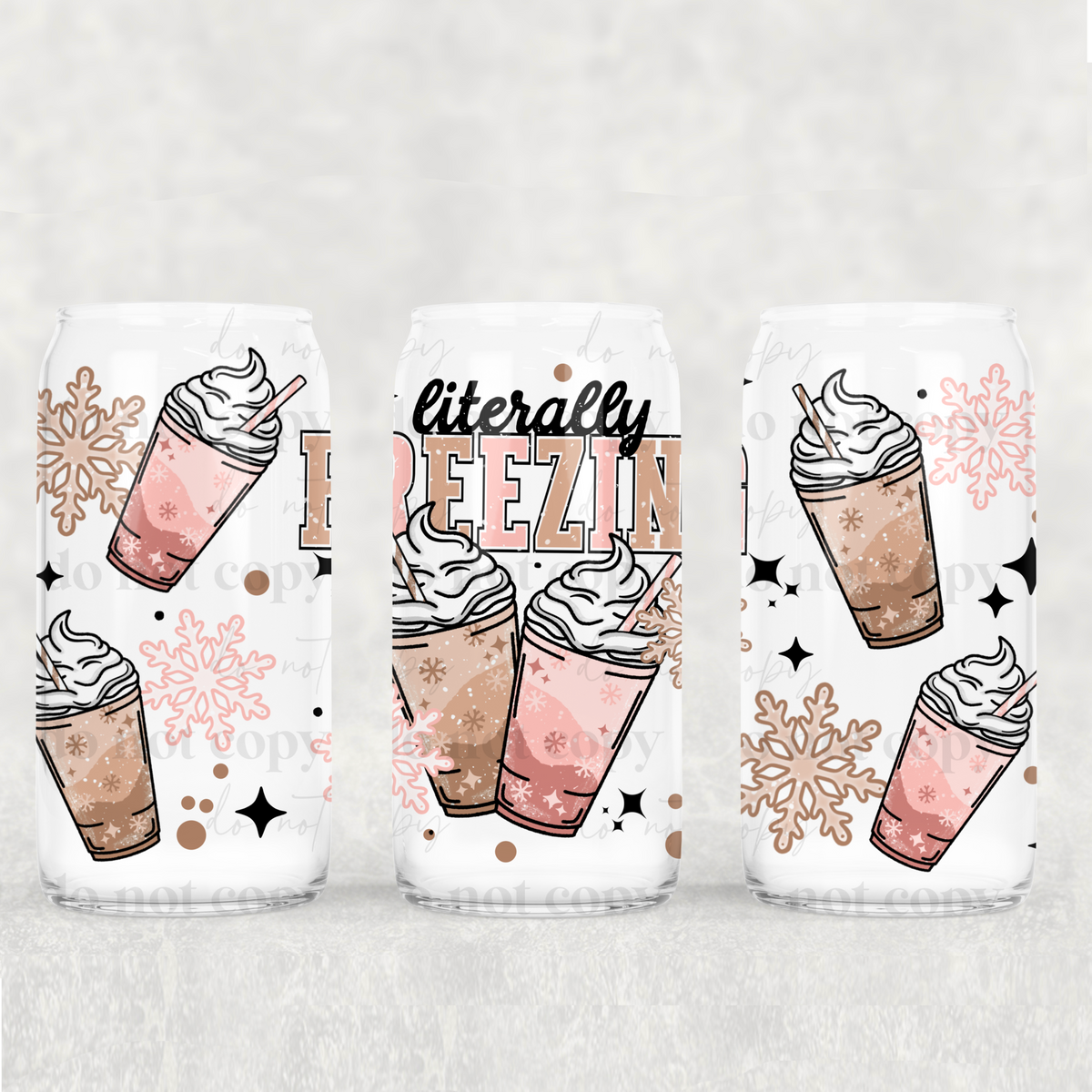 Literally Freezing Coffee 16oz Glass Wrap