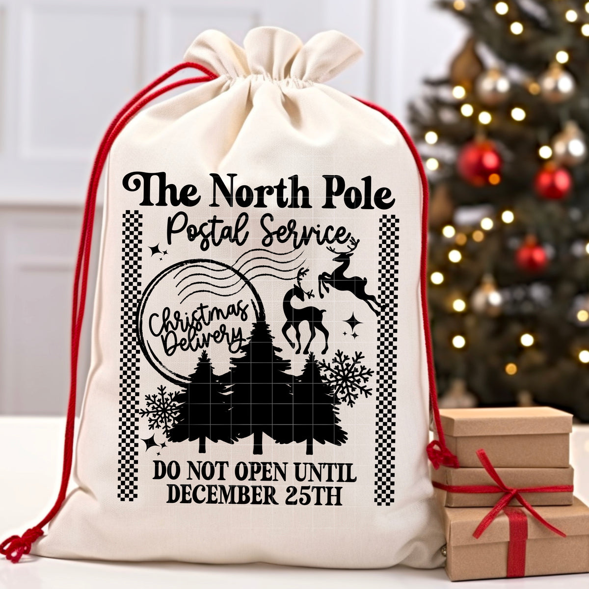 North Pole Postal Service Mail Sack Single Color PNG