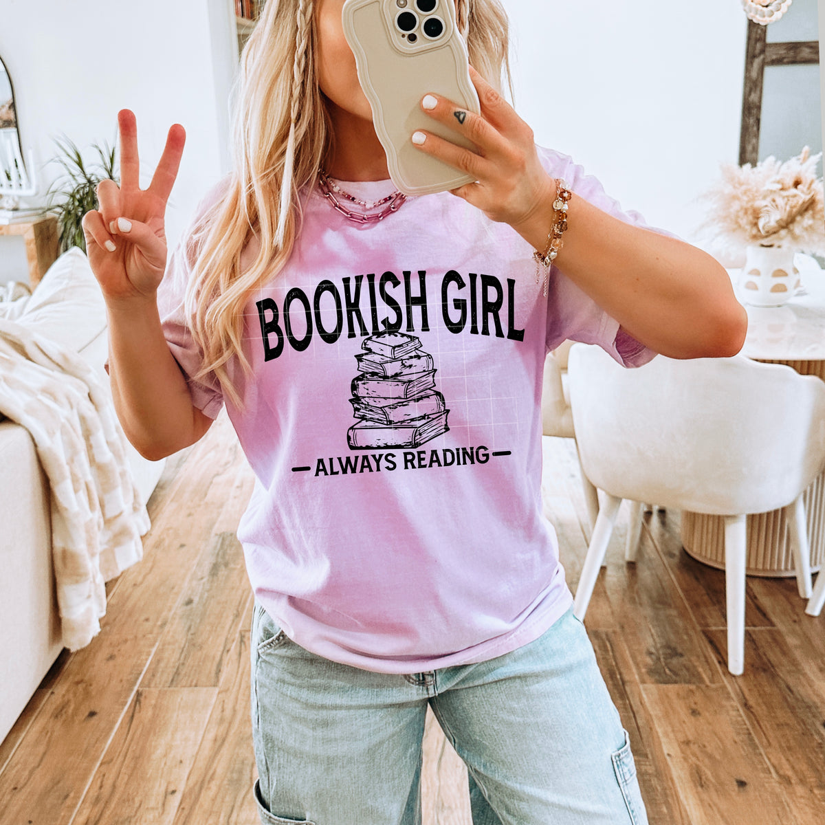 Bookish Girl Single Color PNG