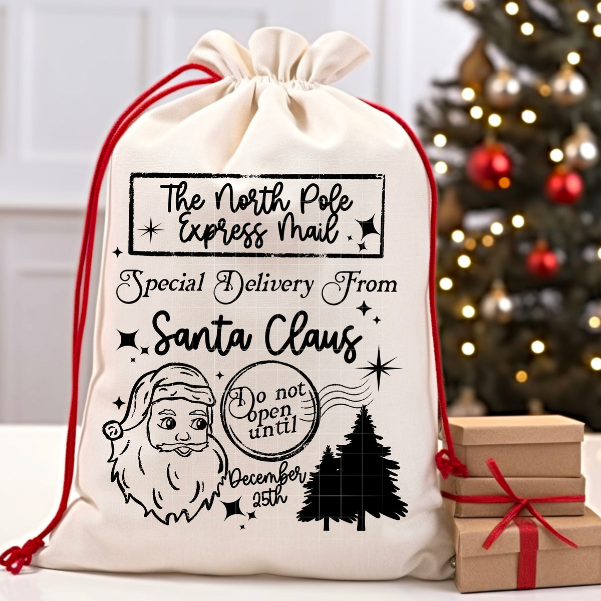 North Pole Express Mail Sack Single Color PNG
