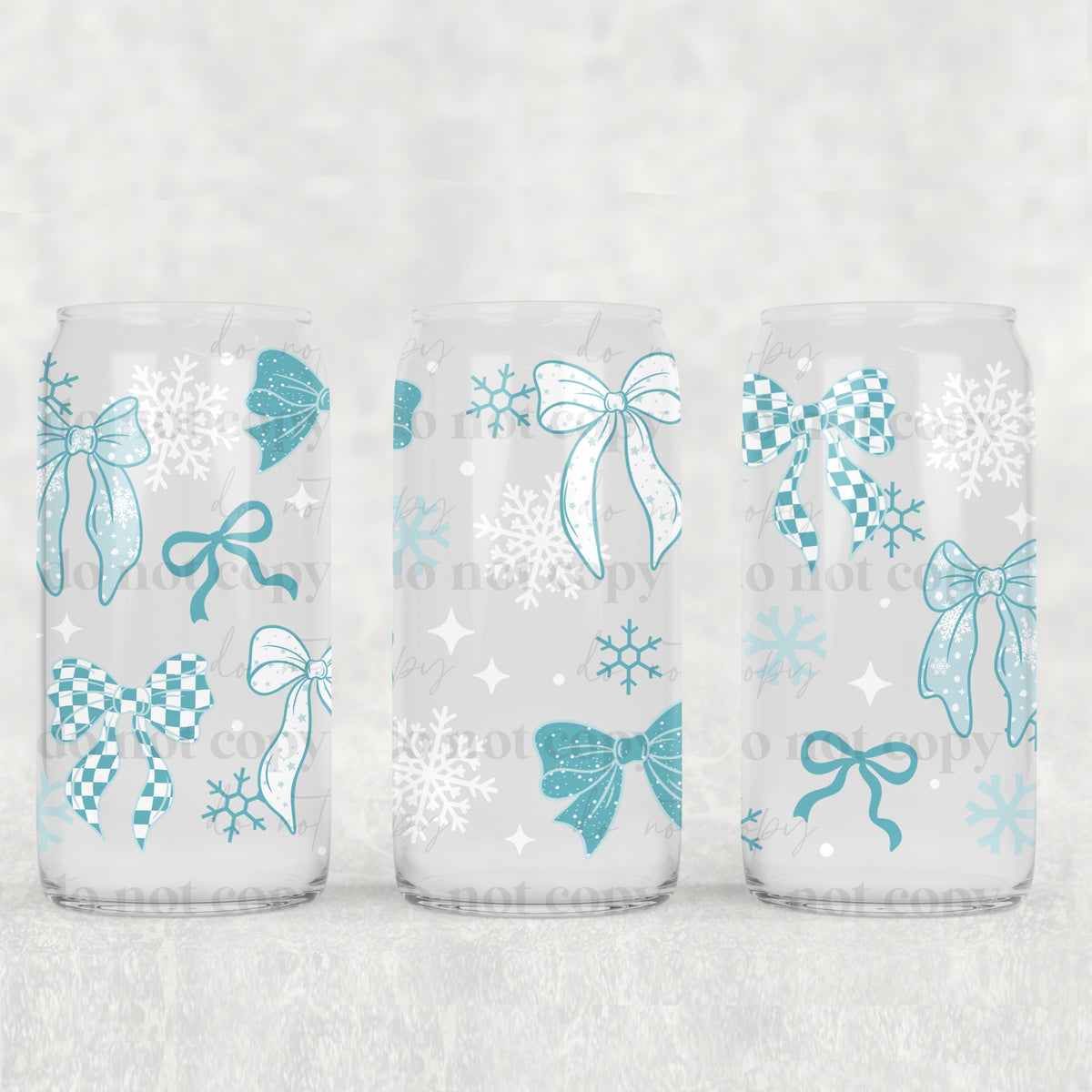 Snowflake Bows 16oz Glass Wrap