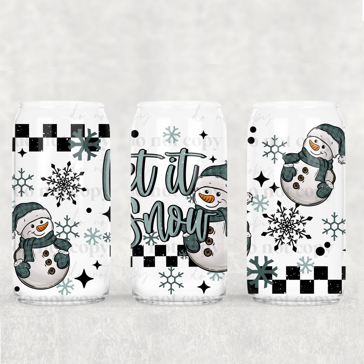 Let It Snow Snowman 16oz Glass Wrap