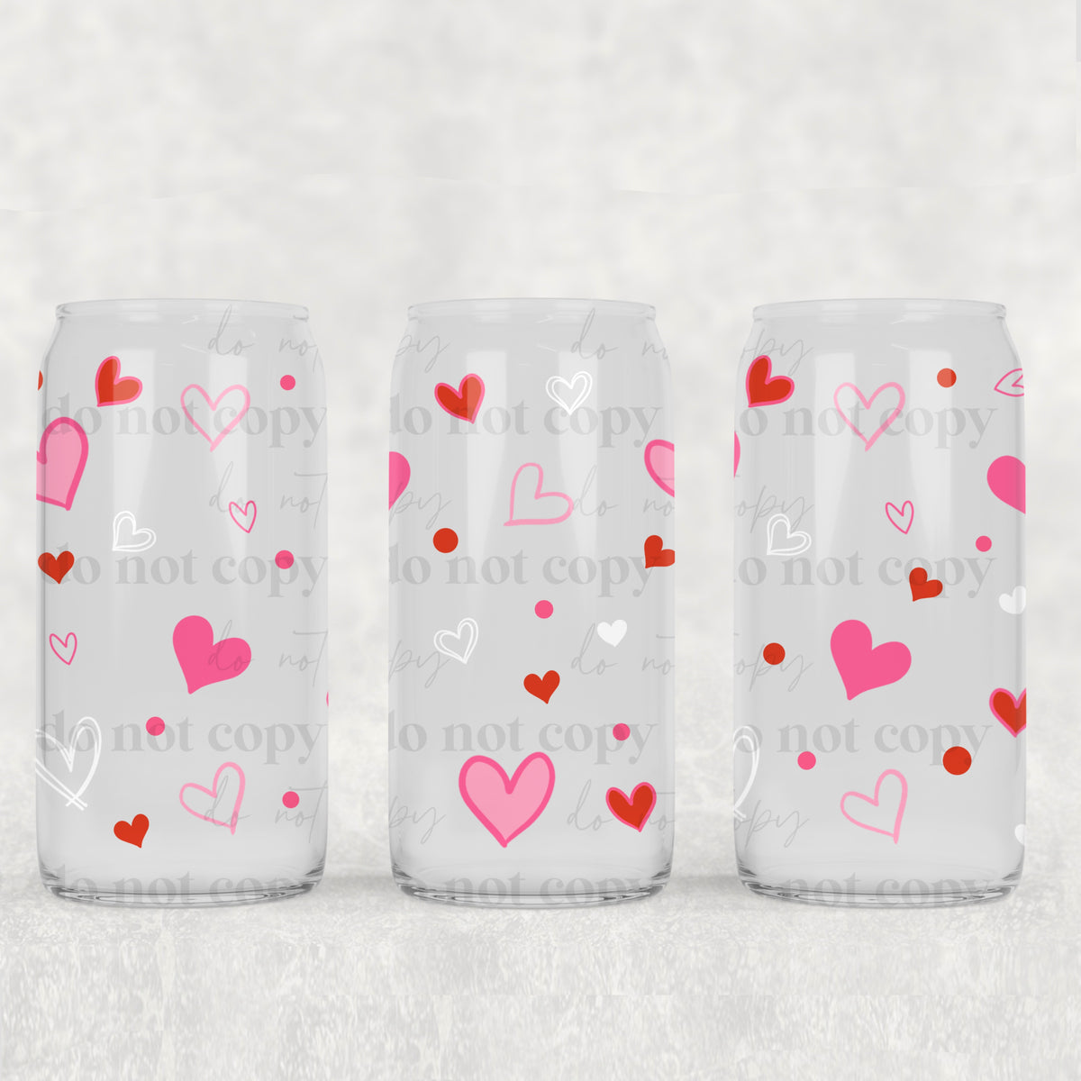Hearts 16oz Glass Wrap