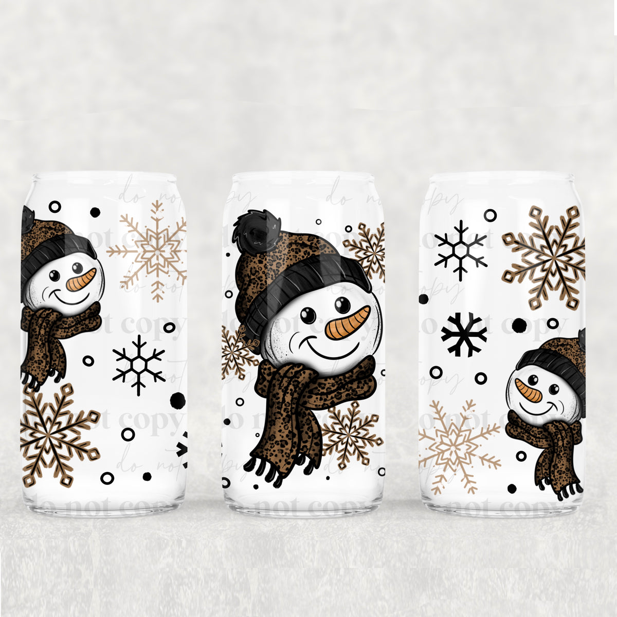 Leopard Snowman 16oz Glass Wrap