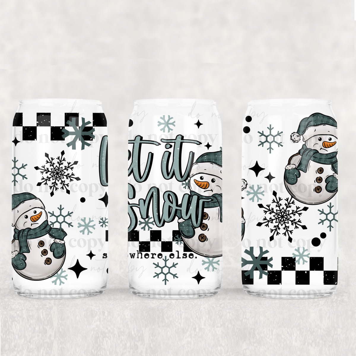 Let It Snow Sad Snowman 16oz Glass Wrap