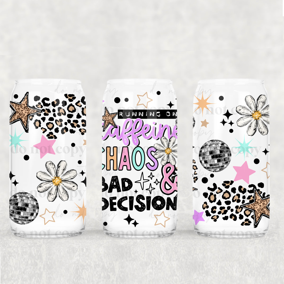 Running On Caffeine & Bad Decisions 16oz Glass Wrap