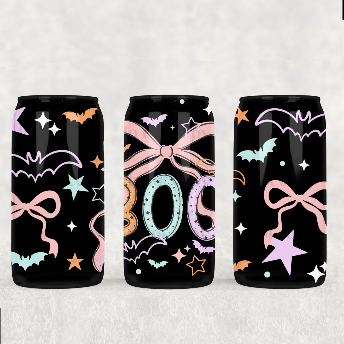Boo Bow 16oz Glass Wrap