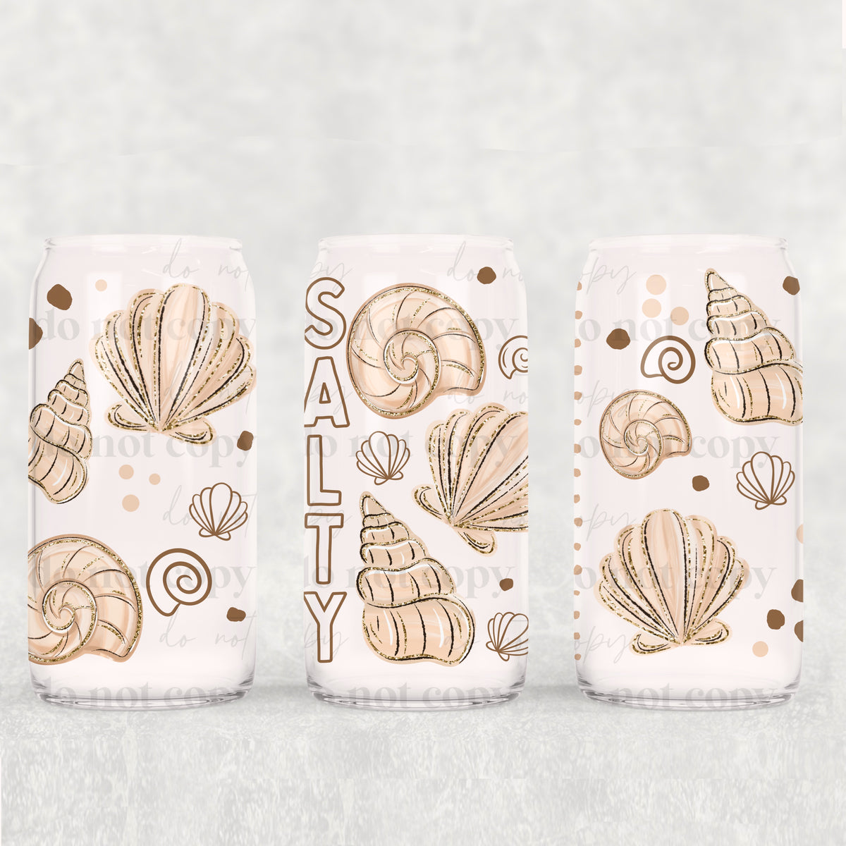 Tan Salty Shells 16oz Glass Wrap