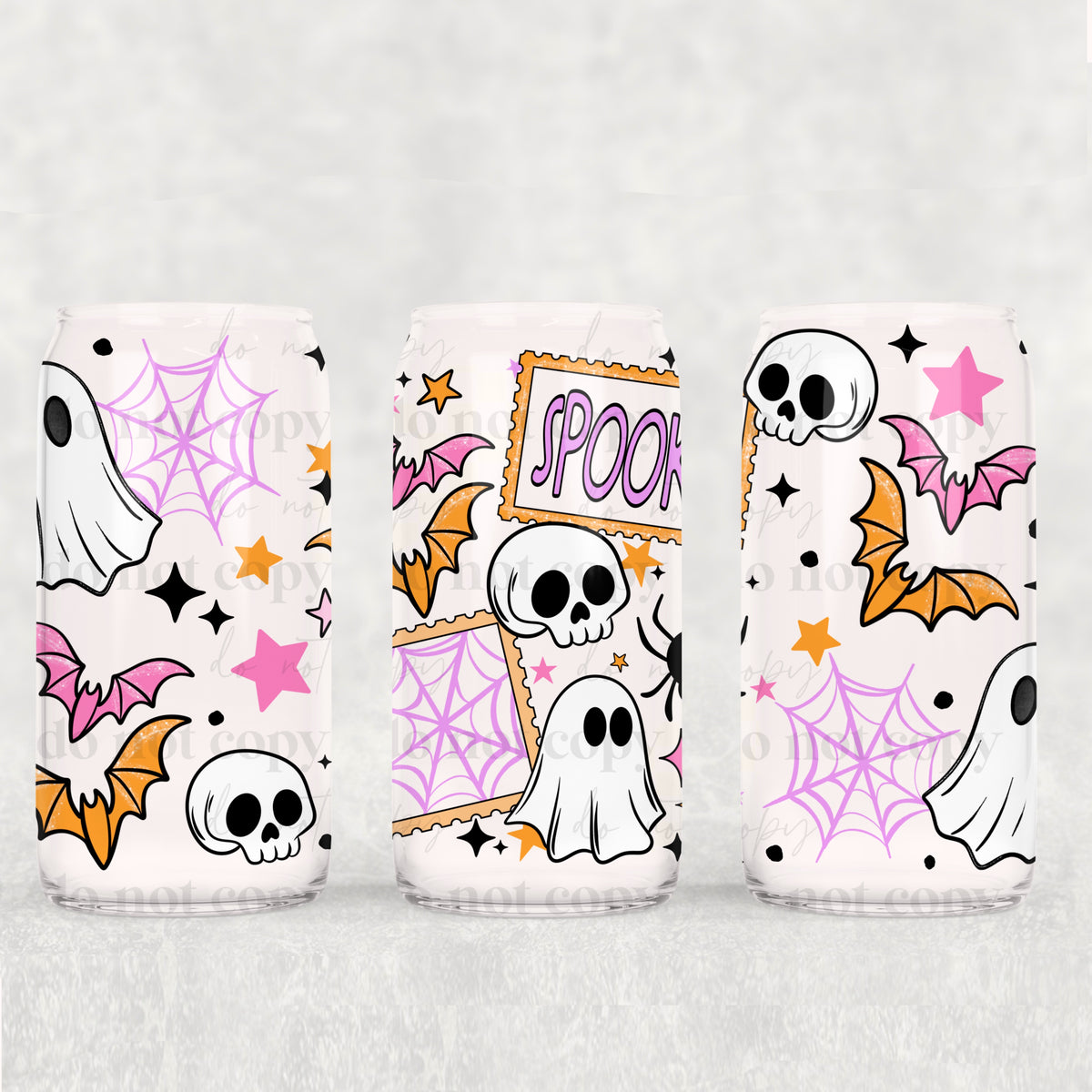 Spooky Stamps 16oz Glass Wrap