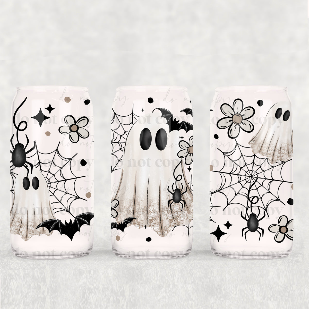 Floral Ghostie 16oz Glass Wrap