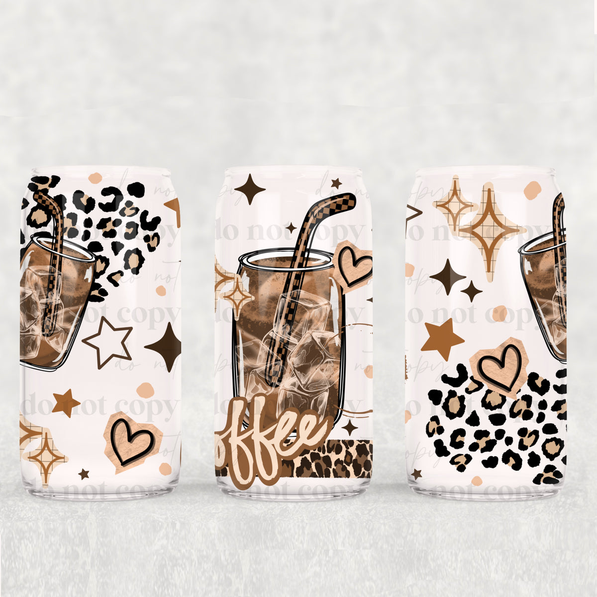 Leopard Coffee 16oz Glass Wrap