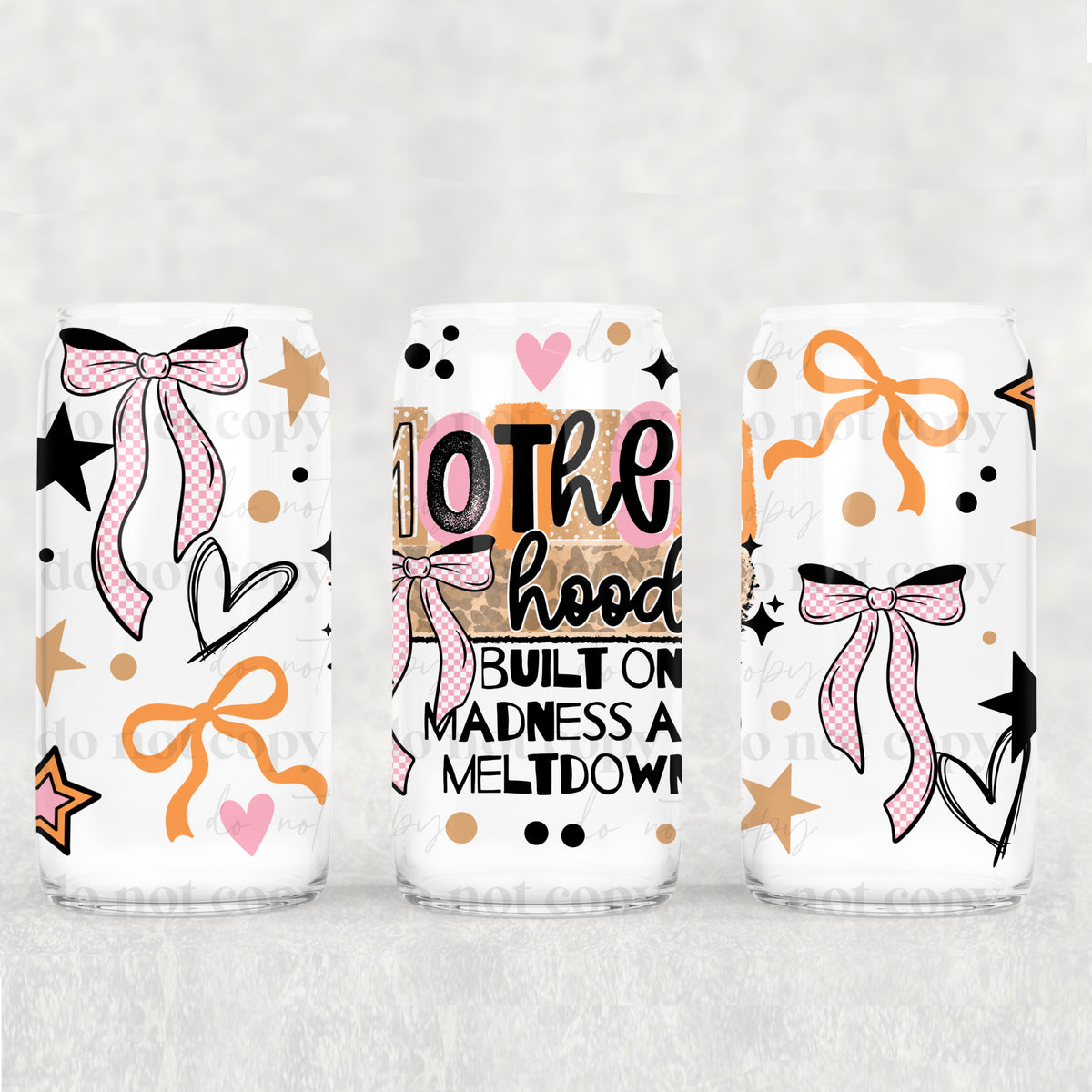 Orange Motherhood Madness 16oz Glass Wrap