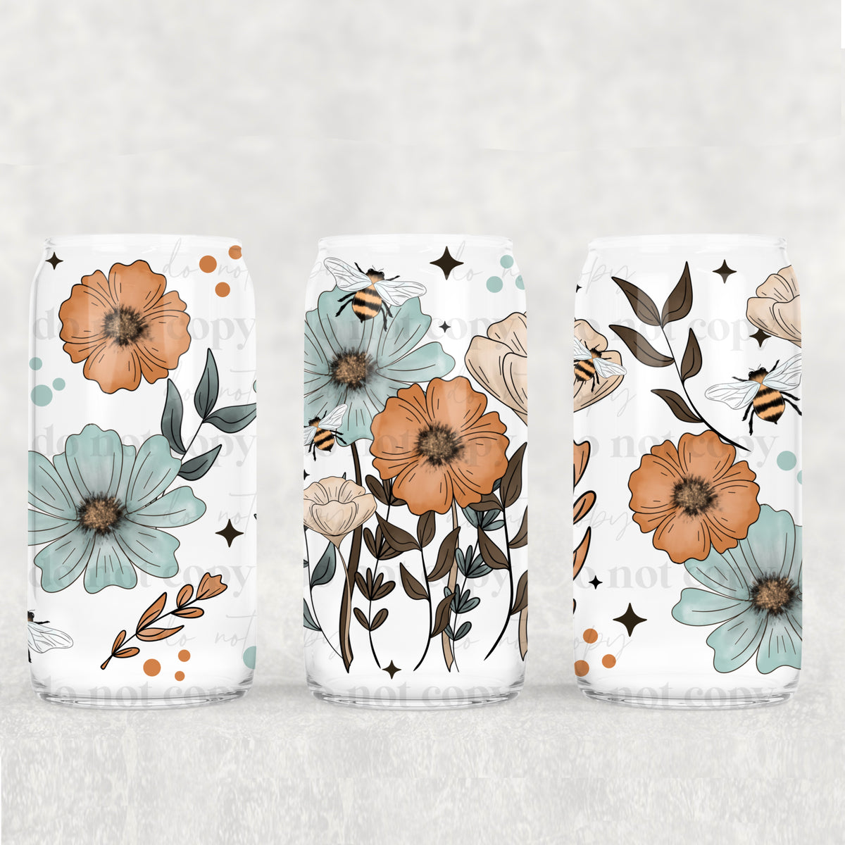 Bee Floral 16oz Glass Wrap