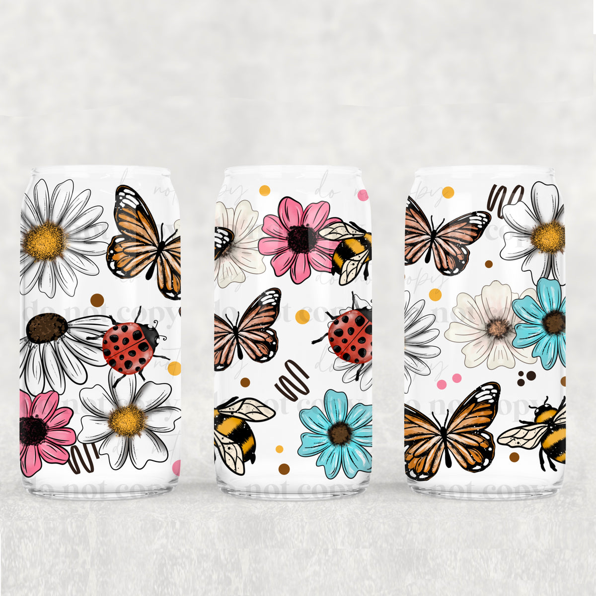 Butterfly Floral 16oz Glass Wrap