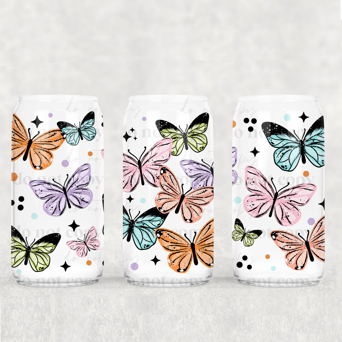 Pastel Butterflies 16oz Glass Wrap