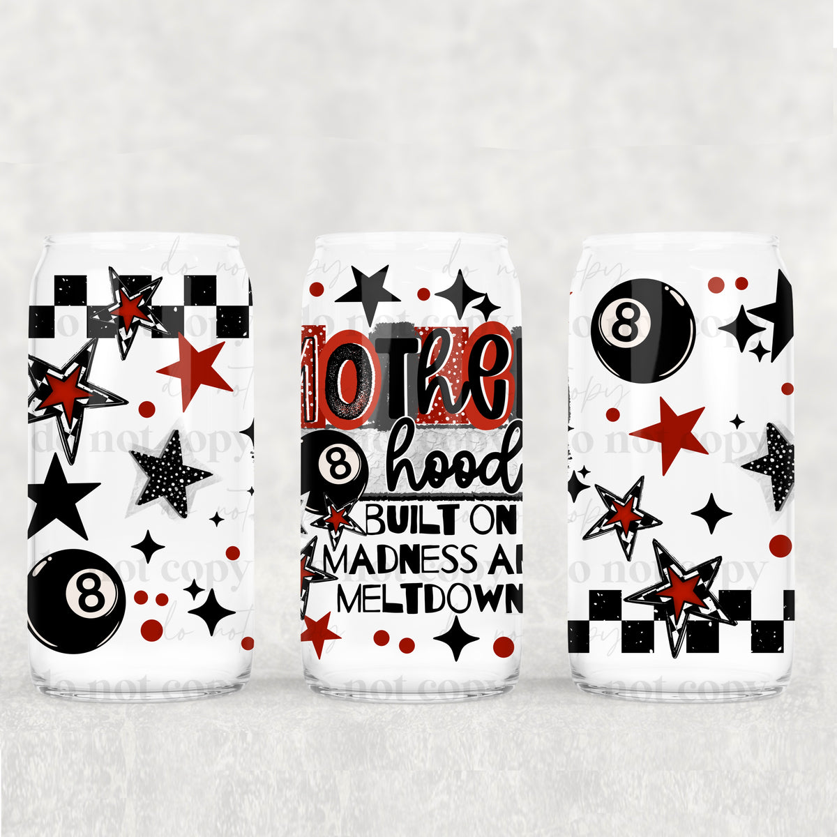 Red Motherhood Madness 16oz Glass Wrap