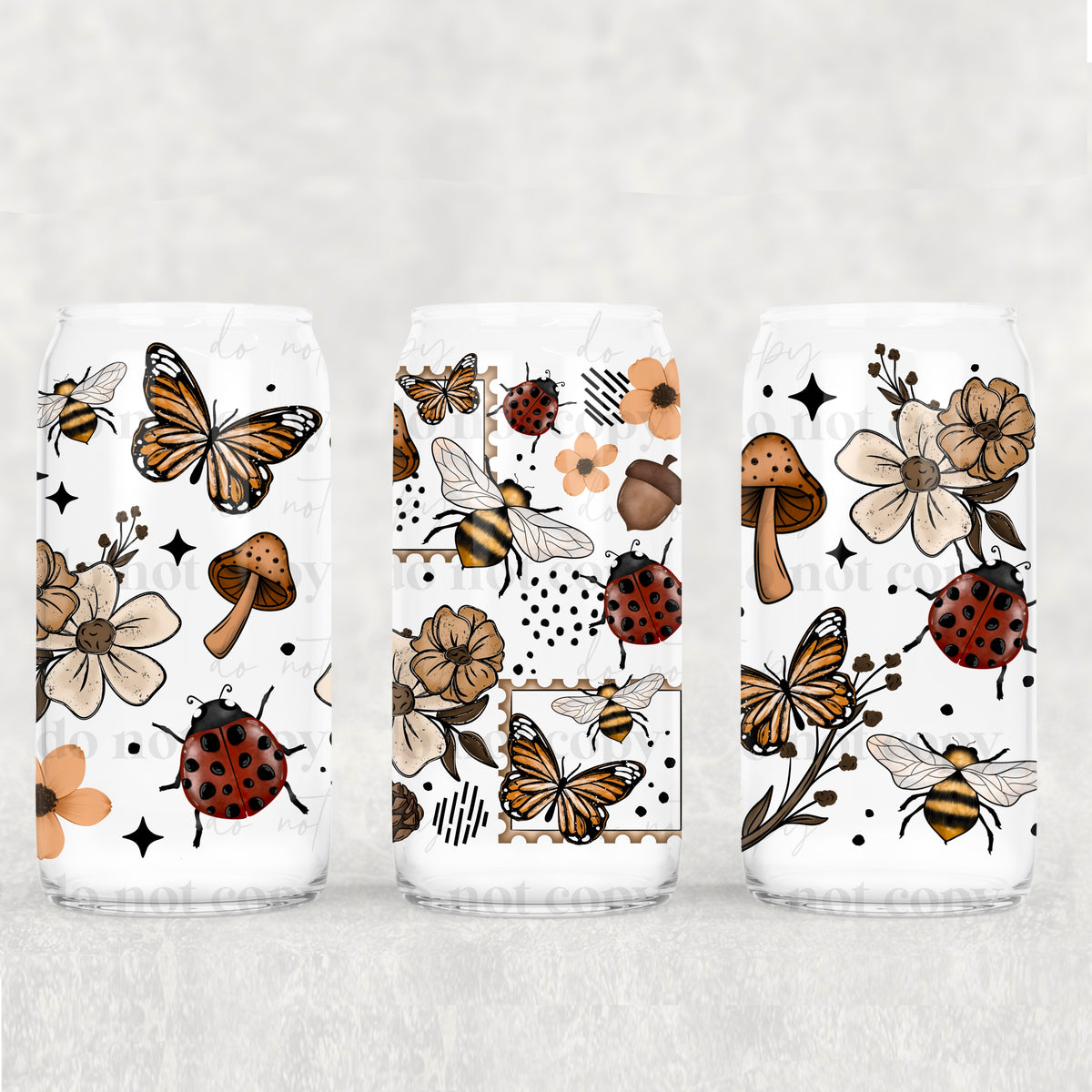 Bee Stamps 16oz Glass Wrap