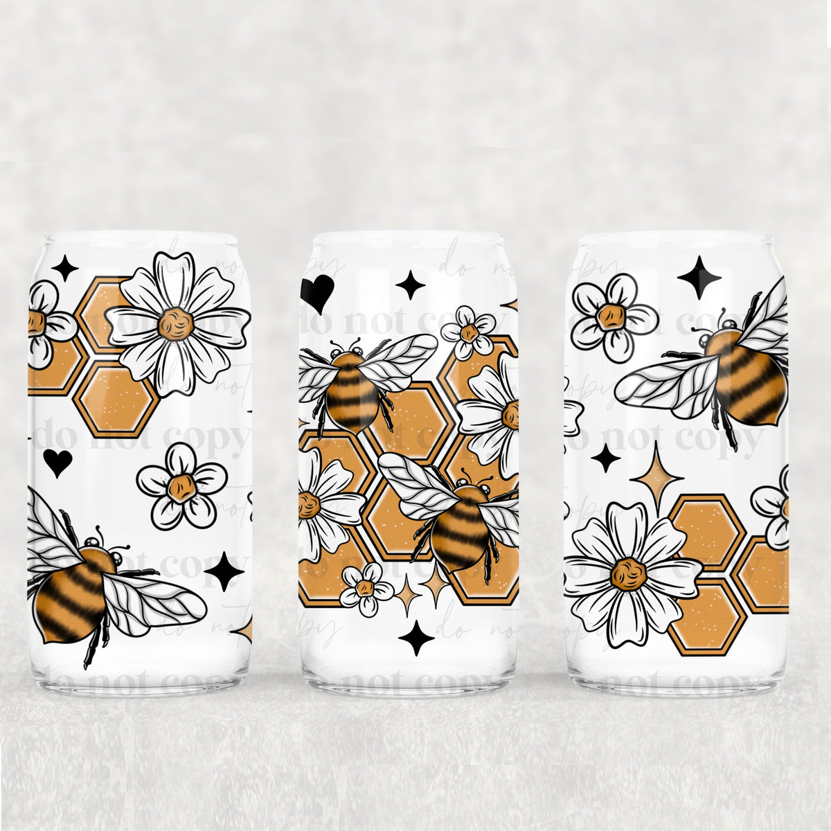 Honeycomb Bees 16oz Glass Wrap