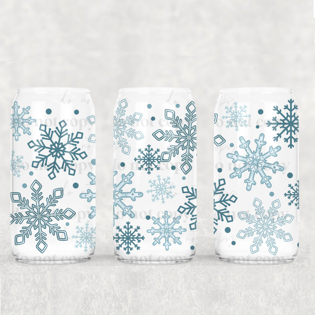 Blue Snowflakes 16oz Glass Wrap