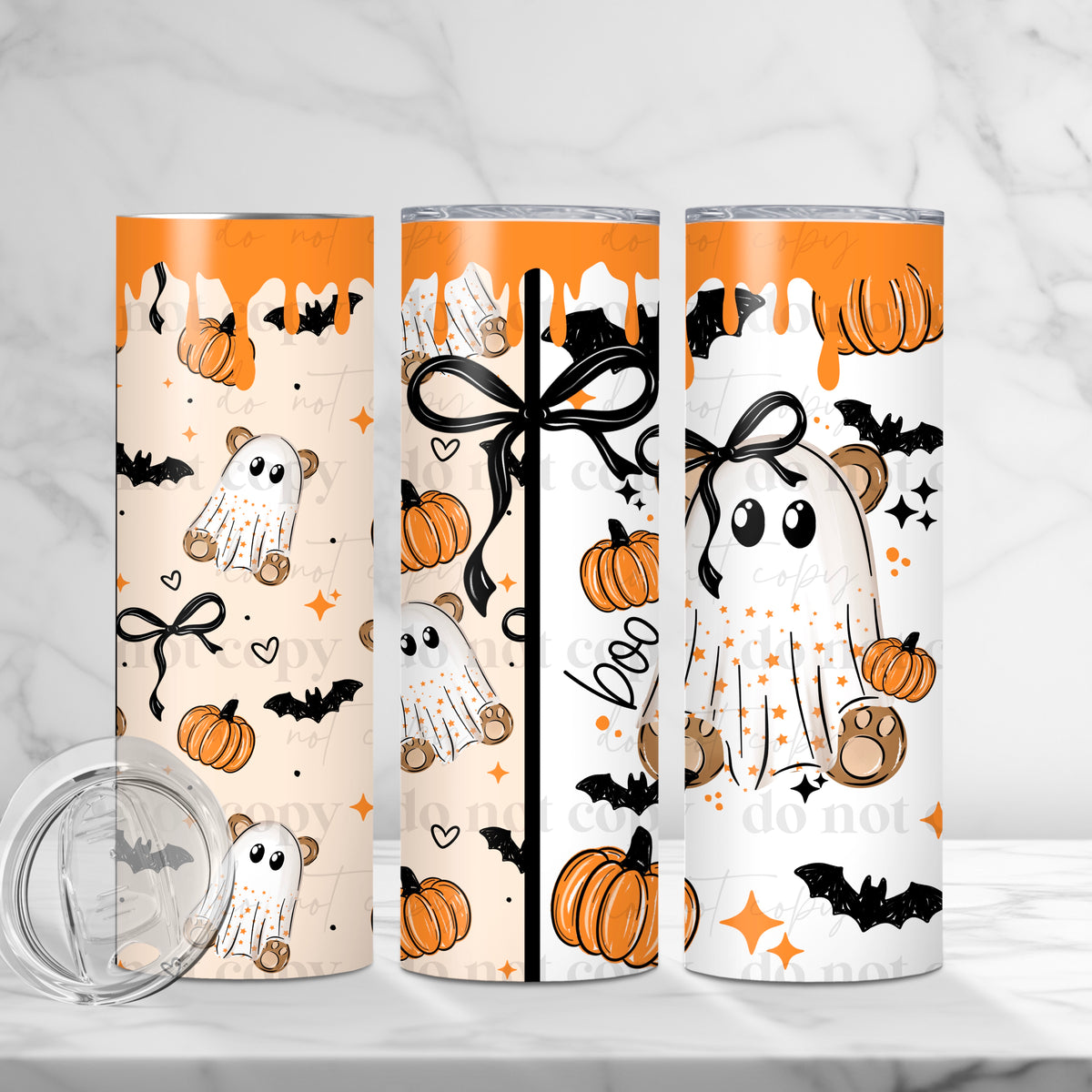 Boo Ghost Bear Tumbler Wrap