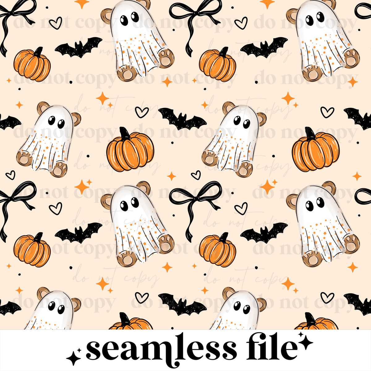 Boo Ghost Bear Seamless