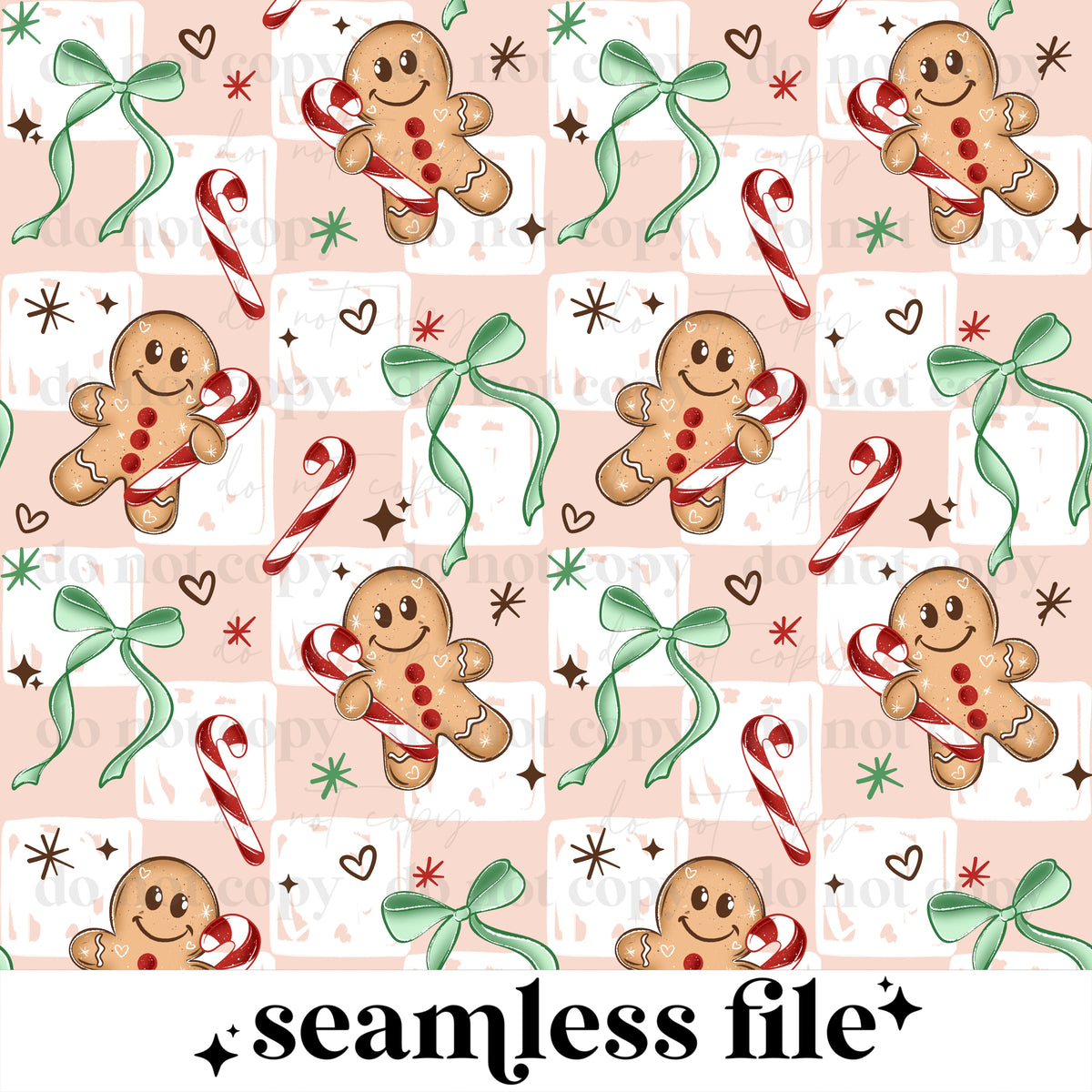 Candy Cane Gingerbread Seamless