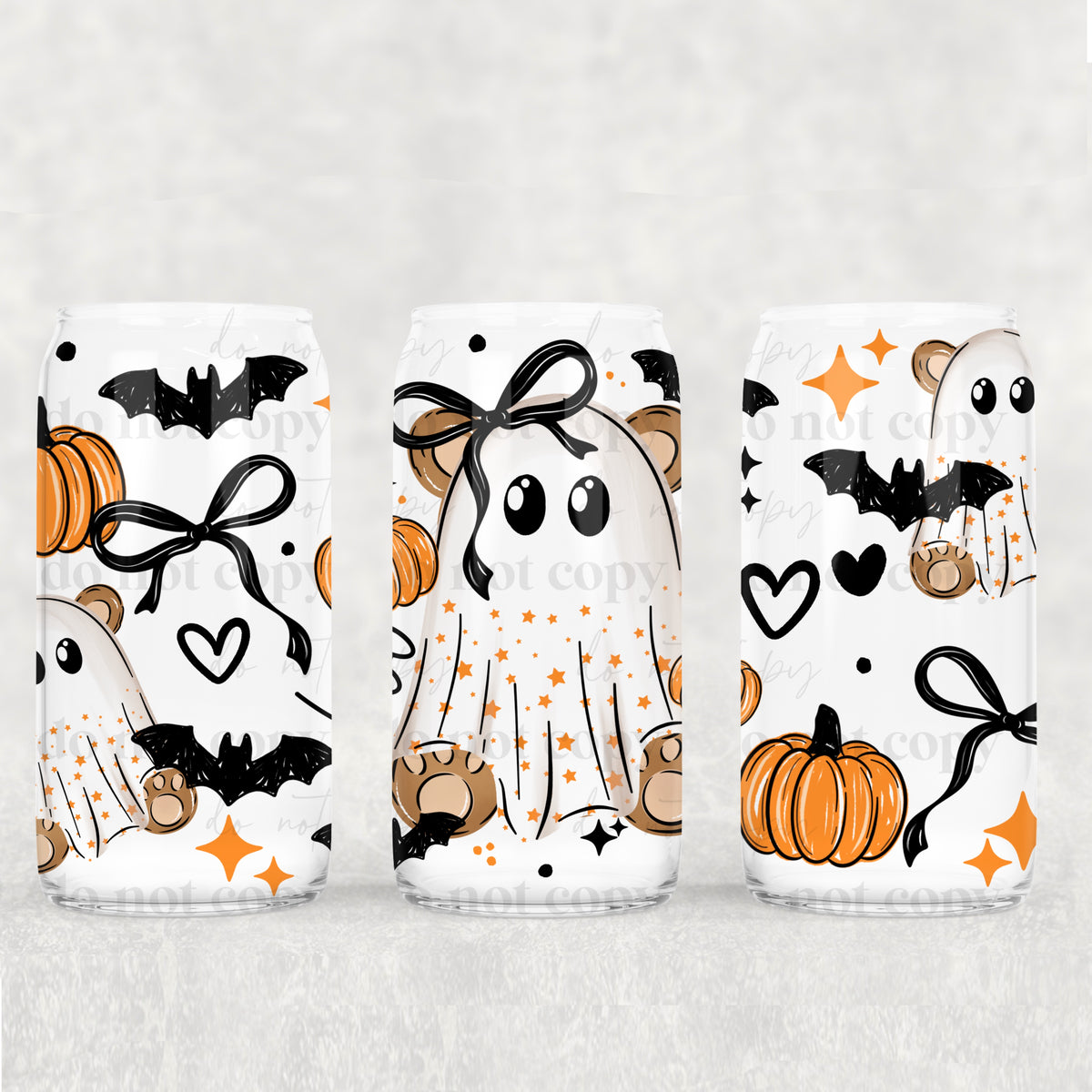 Boo Ghost Bear 16oz Glass Wrap