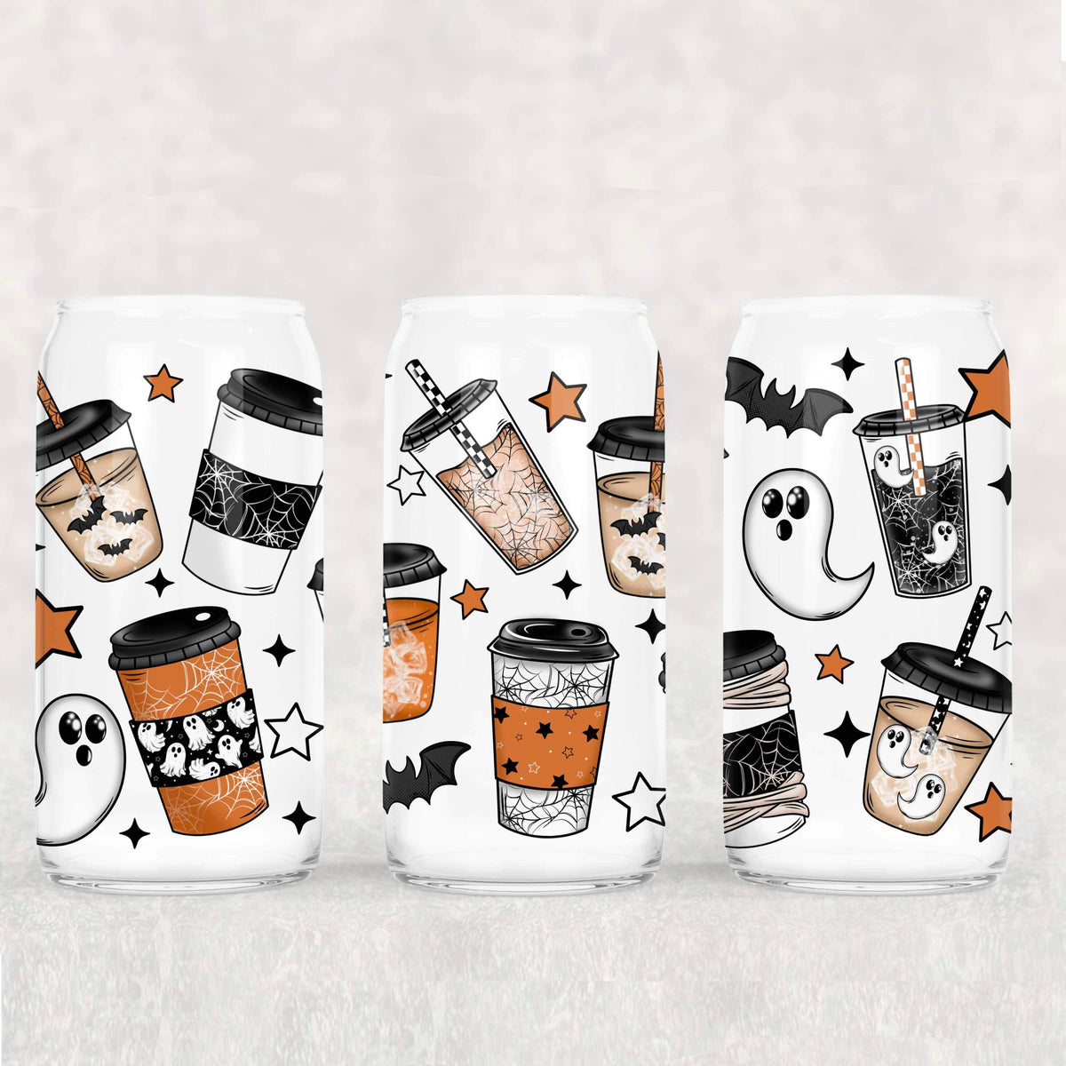 Halloween Coffee 16oz Glass Wrap