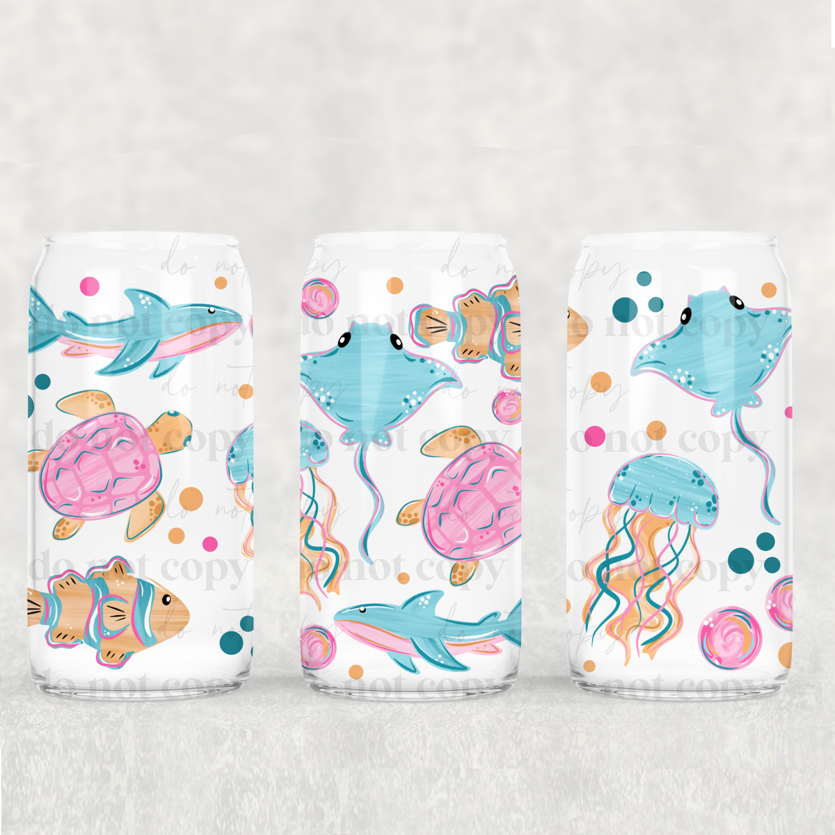 Sea Animals 16oz Glass Wrap