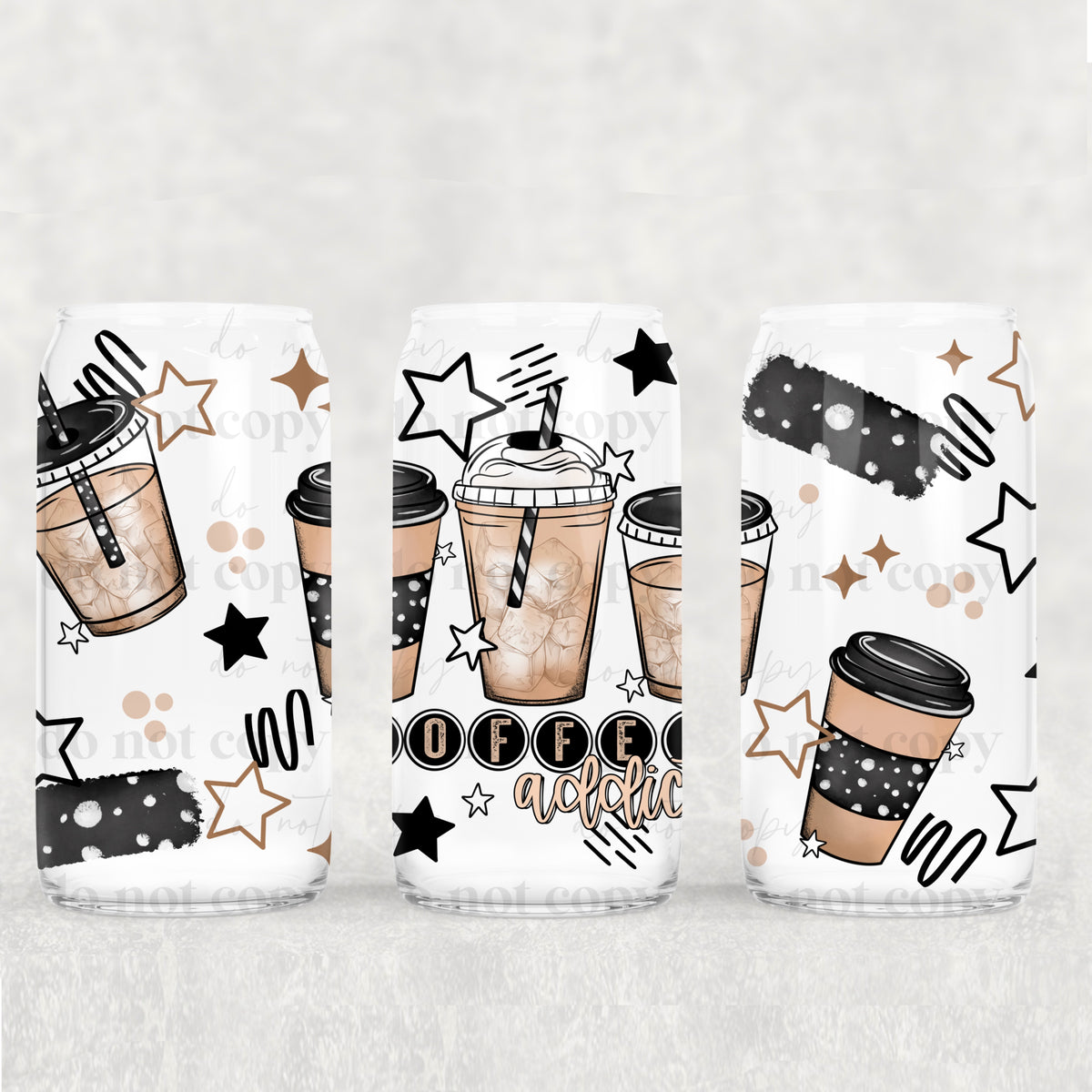 Coffee Addict 16oz Glass Wrap