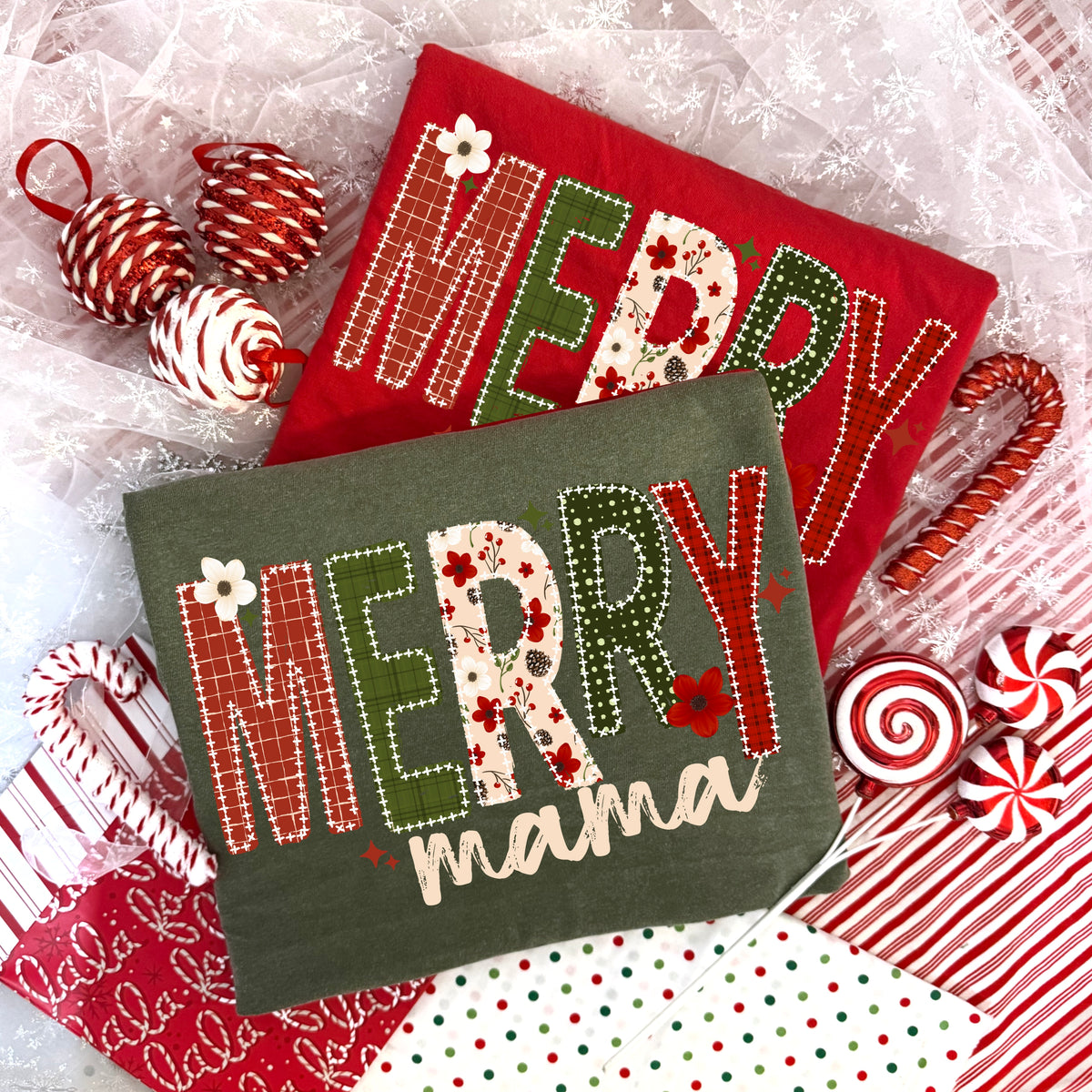 Merry Mama Patterned Letters PNG
