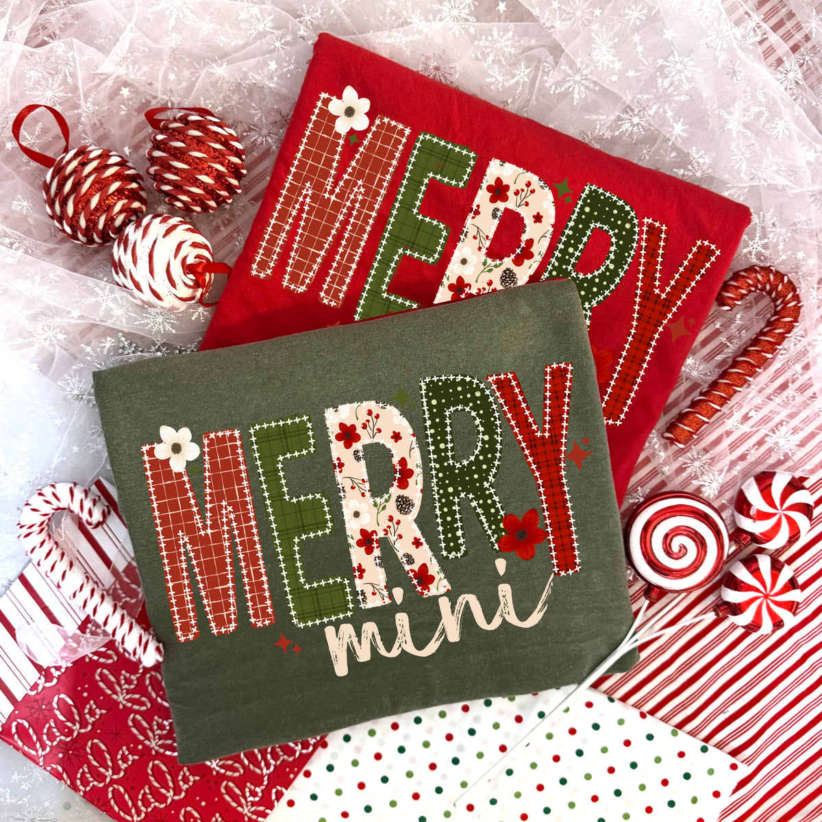 Merry Mini Patterned Letters PNG