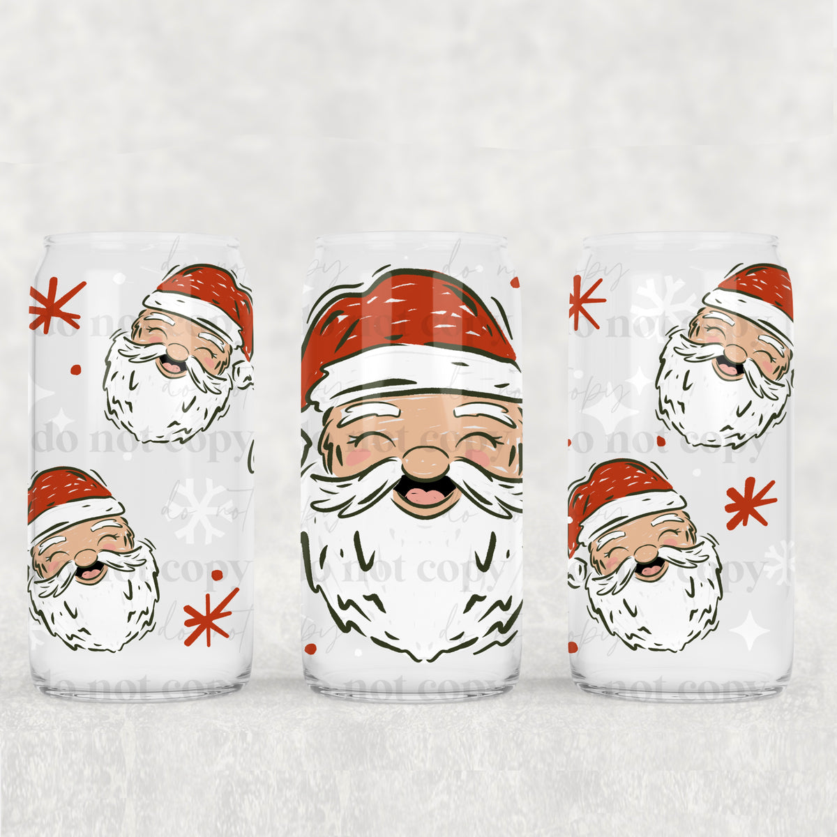 Santa 2 Skin Tones 16oz Glass Wrap