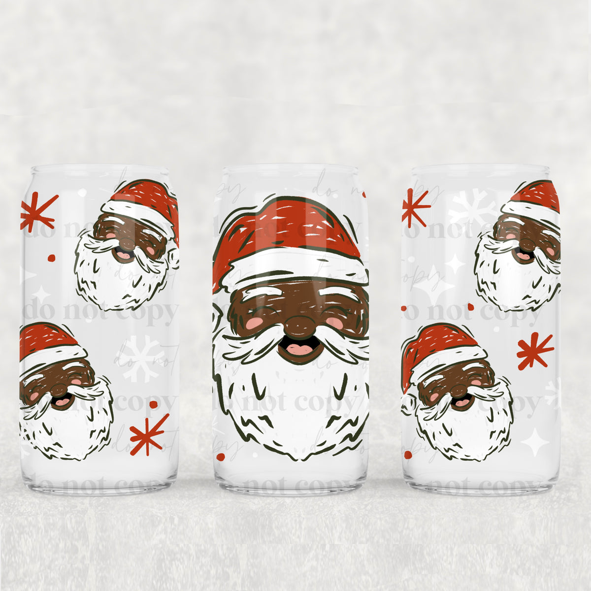 Santa 2 Skin Tones 16oz Glass Wrap