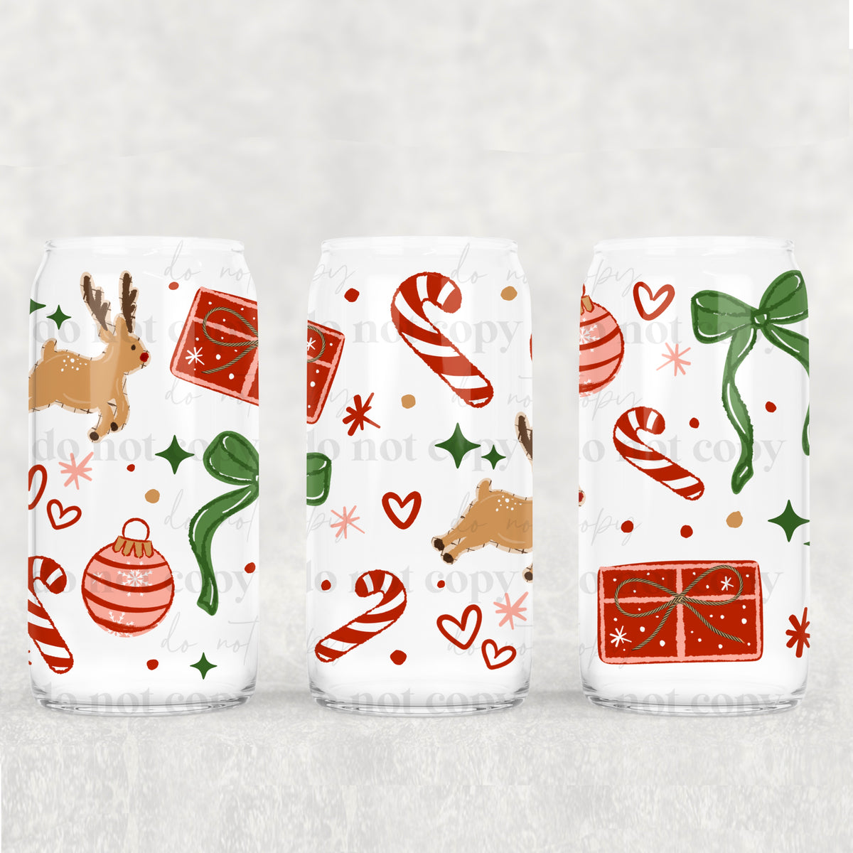 Christmas Gift 16oz Glass Wrap
