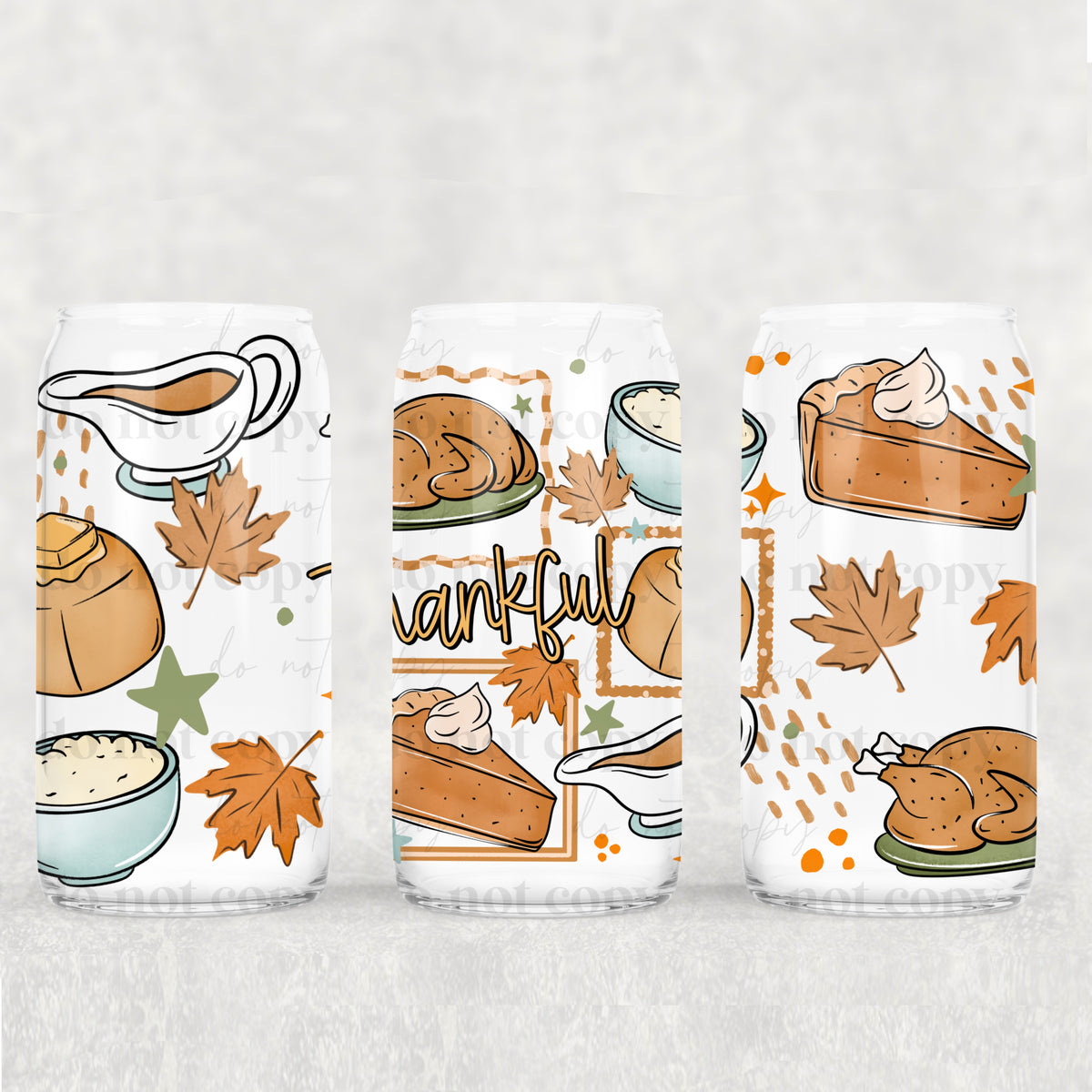 Thankful 16oz Glass Wrap