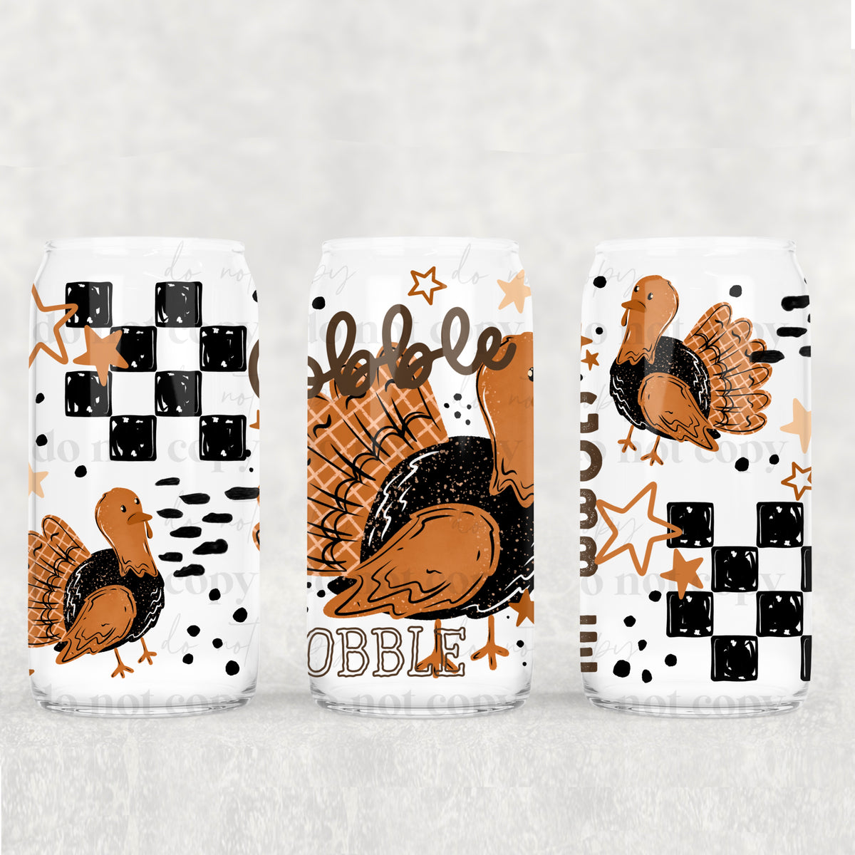 Checker Gobble Gobble 16oz Glass Wrap