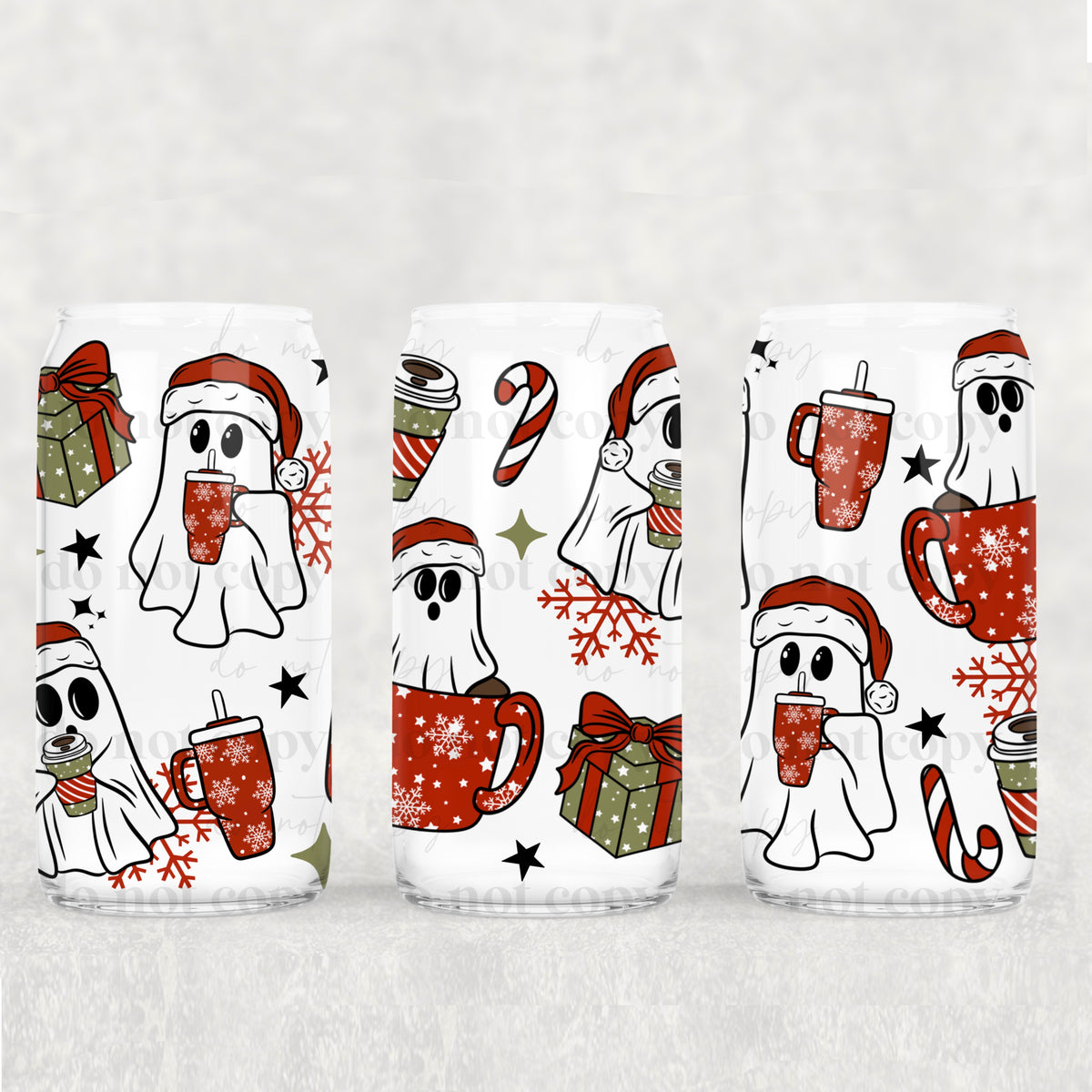 Christmas Ghosties 16oz Glass Wrap