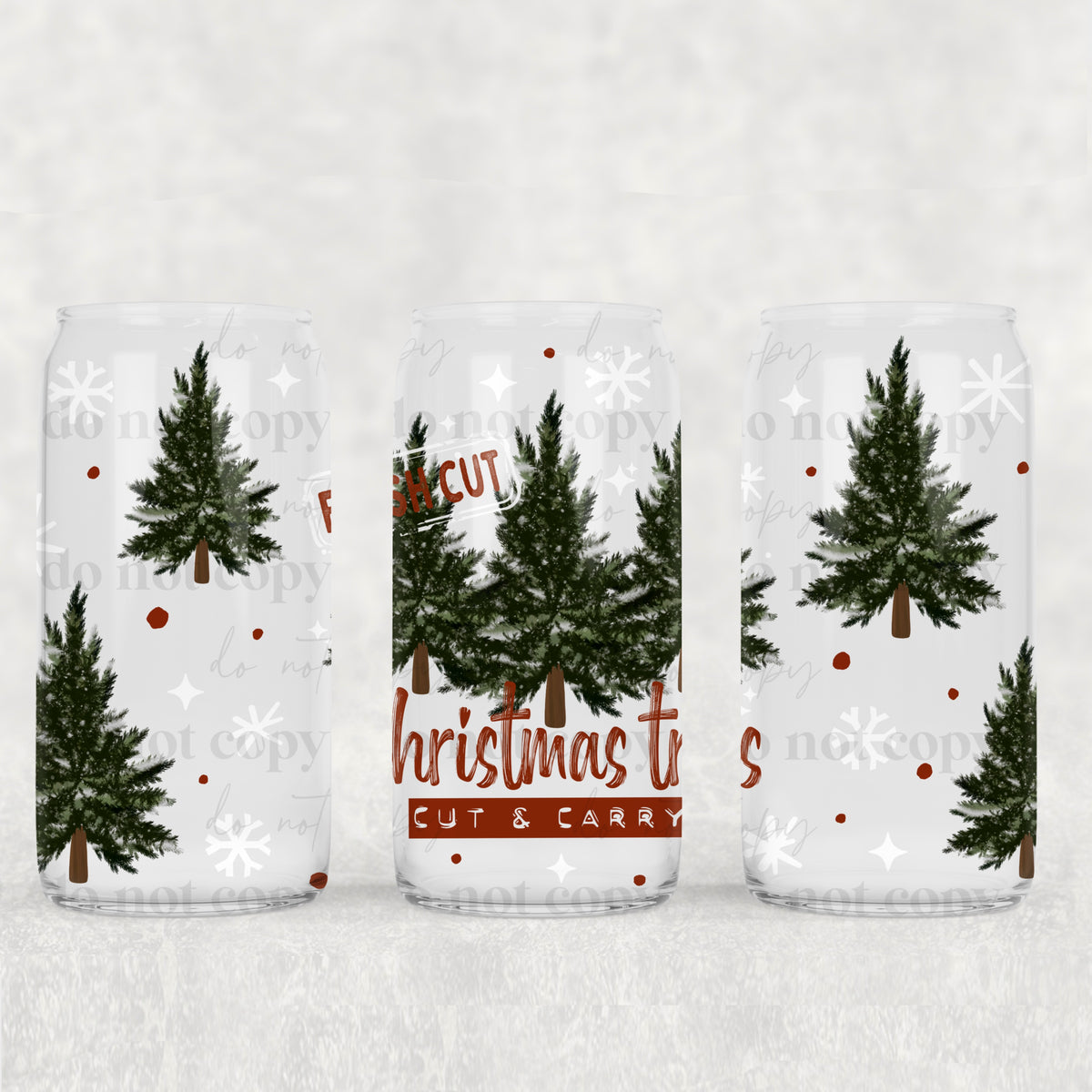 Fresh Cut Christmas Trees 16oz Glass Wrap