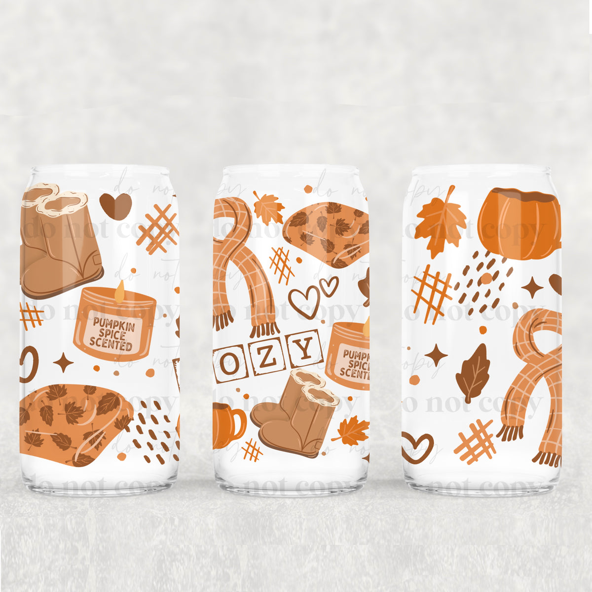 Fall Cozy 16oz Glass Wrap